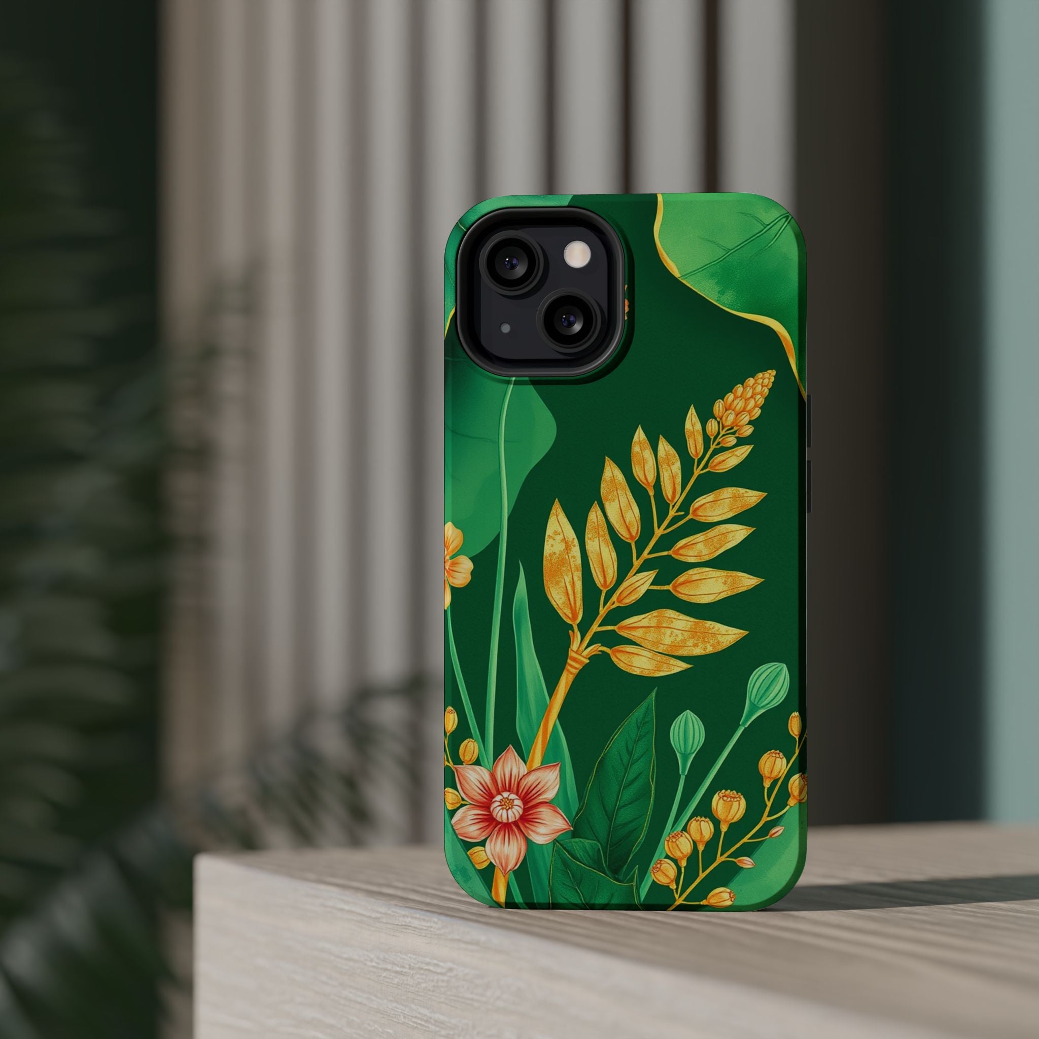 iPhone Emerald Green And Gold Botanical Illustration Ga Slim Snap Case · iPhone