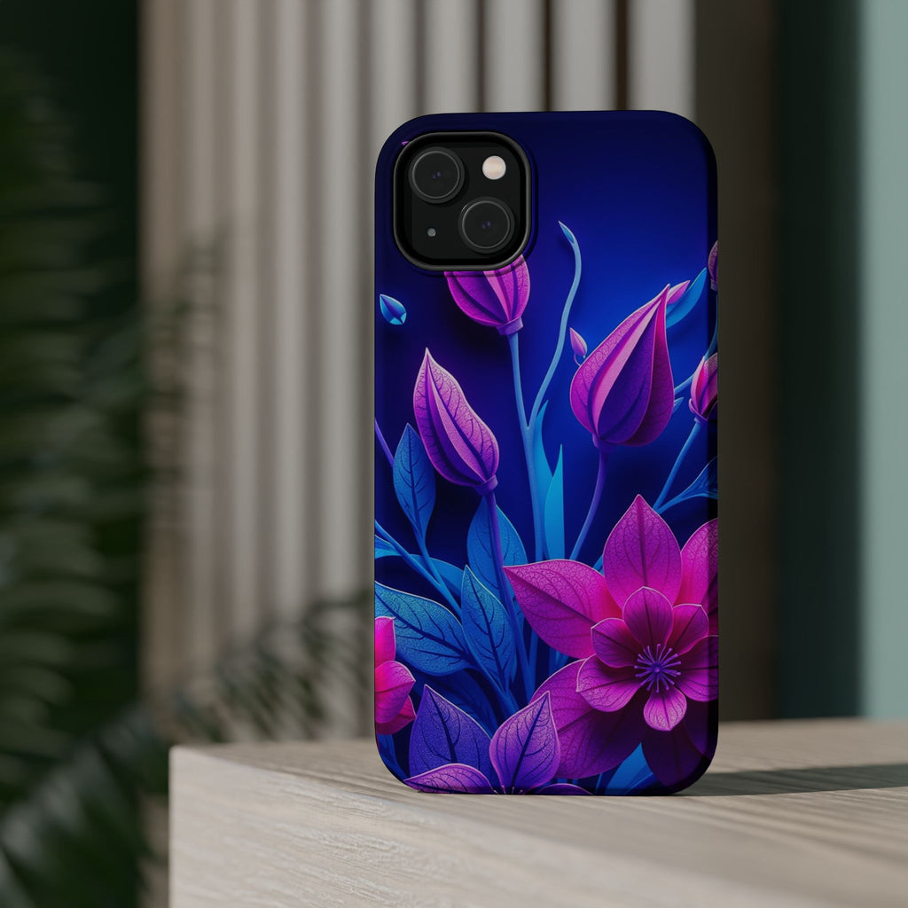 iPhone Neon Floral Paper Cut Art Bold Modern Everyday Snap Case · iPhone Case