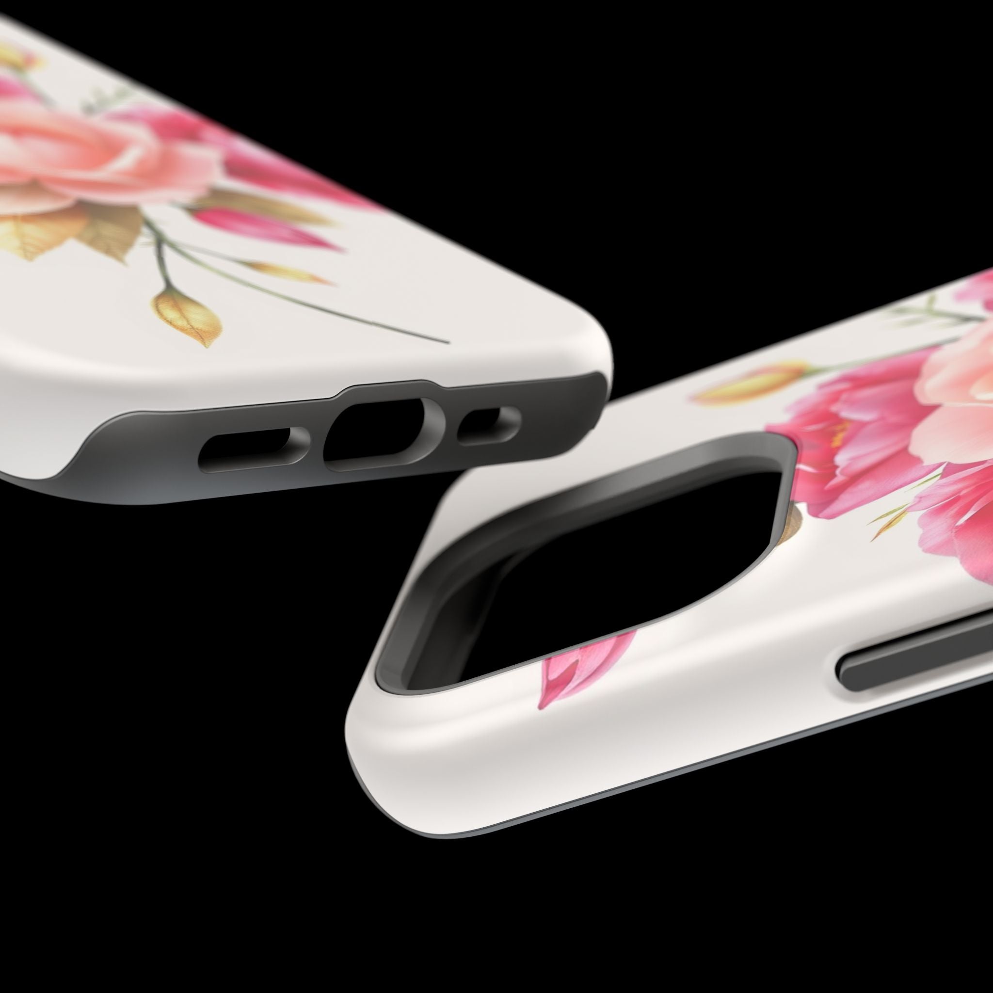 iPhone Rose Pink And Cream Neon Floral Slim Everyday Designer Case · iPhone Case