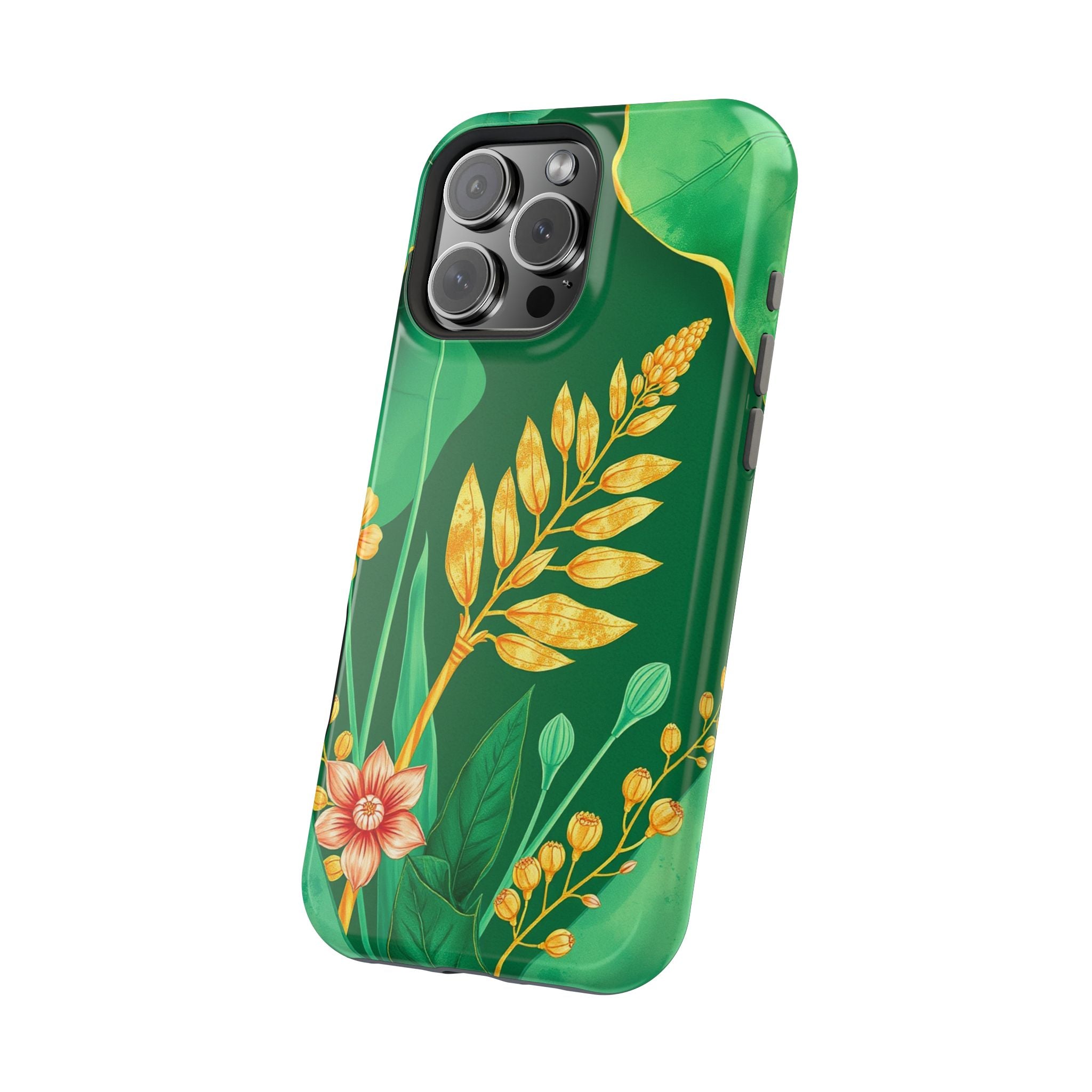 iPhone Emerald Green And Gold Botanical Illustration Ga Slim Snap Case · iPhone