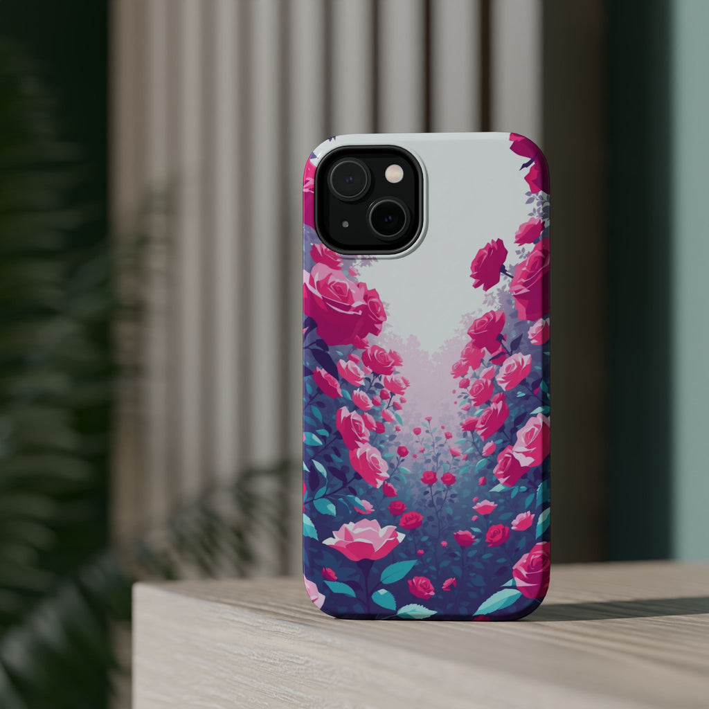 iPhone Cyan And Magenta Rose Garden Slim Everyday Designer Case · iPhone Case