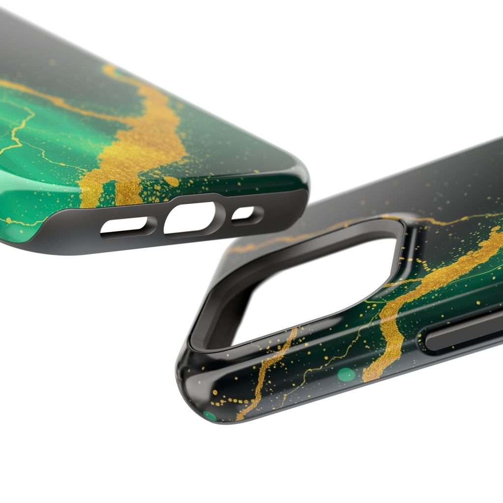 iPhone Emerald Green And Gold Petal Storm Slim iPhone Everyday Designer · iPhone
