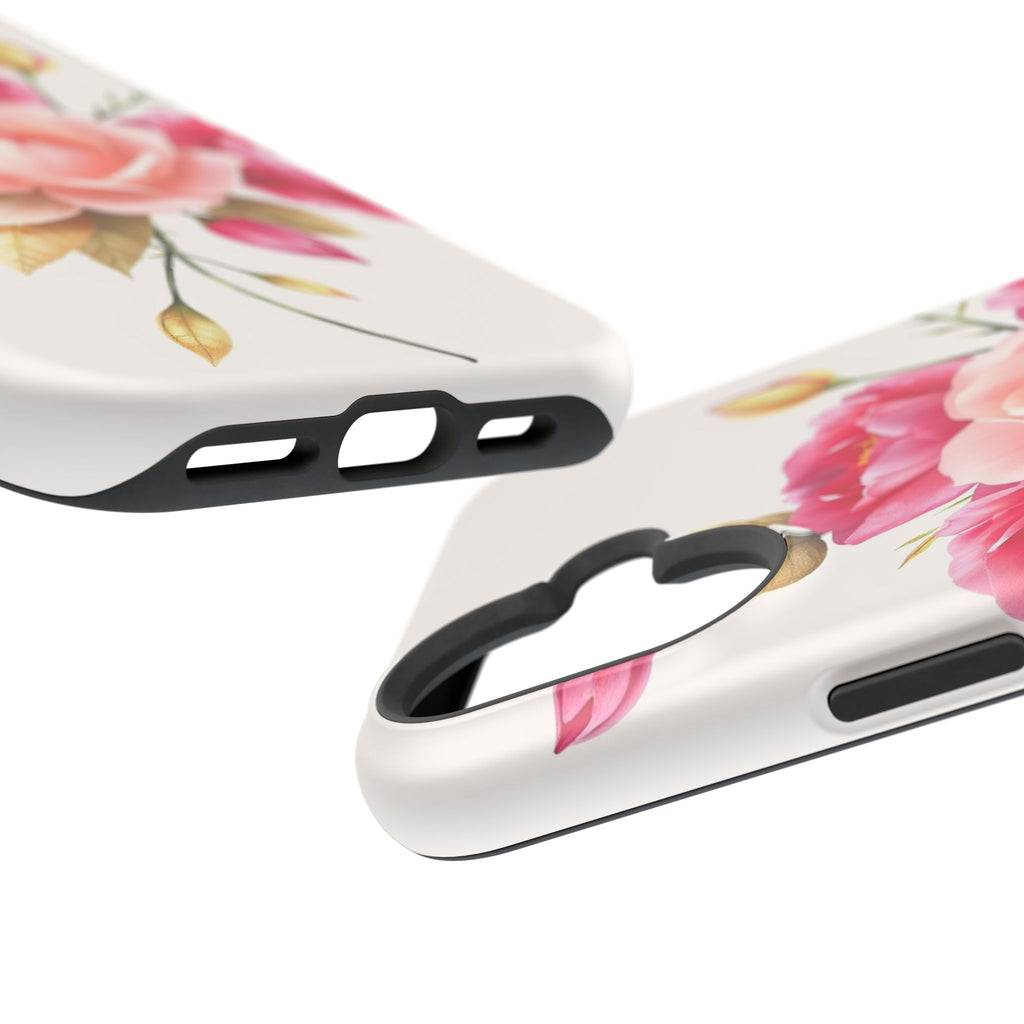 iPhone Rose Pink And Cream Neon Floral Slim Everyday Designer Case · iPhone Case