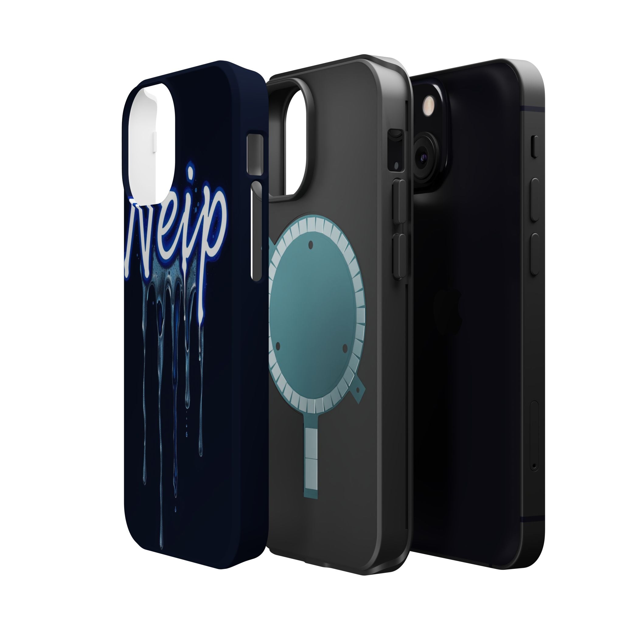 iPhone Midnight Blue And Silver Neon Drip Slim iPhone Everyday Designer · iPhone