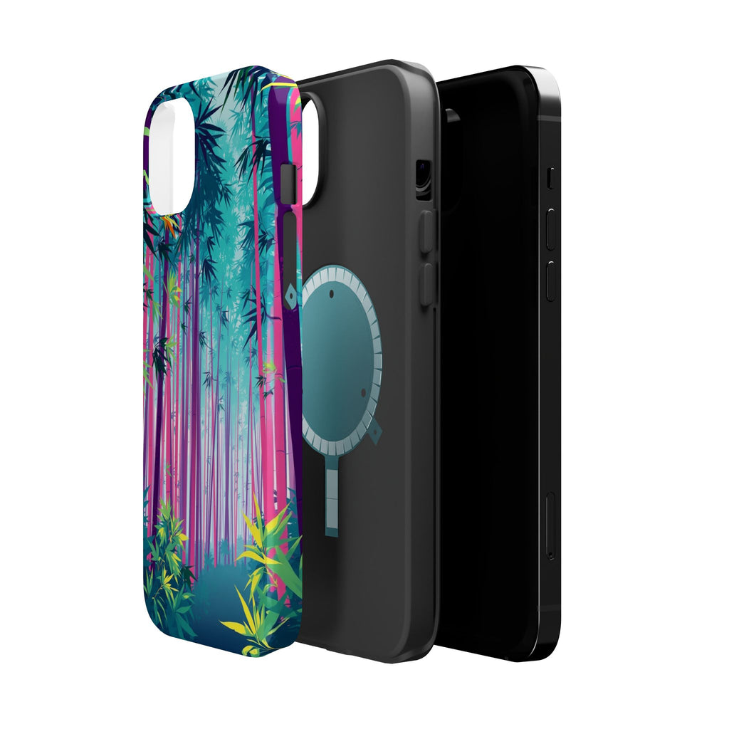iPhone Cyan And Magenta Bamboo Grove Slim Everyday Designer Case · iPhone Case