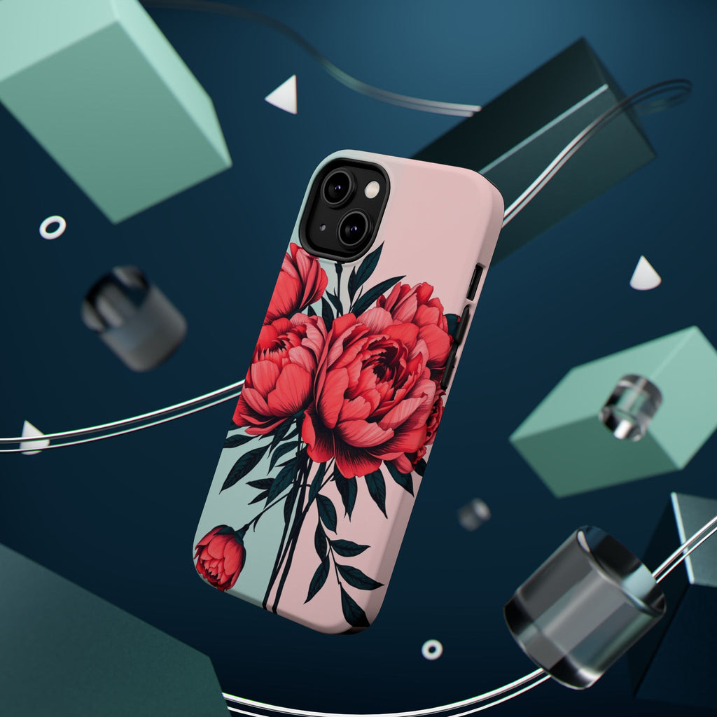 iPhone Teal And Coral Peony Bouquet Artistic Everyday Cas Slim Snap Case · iPhon