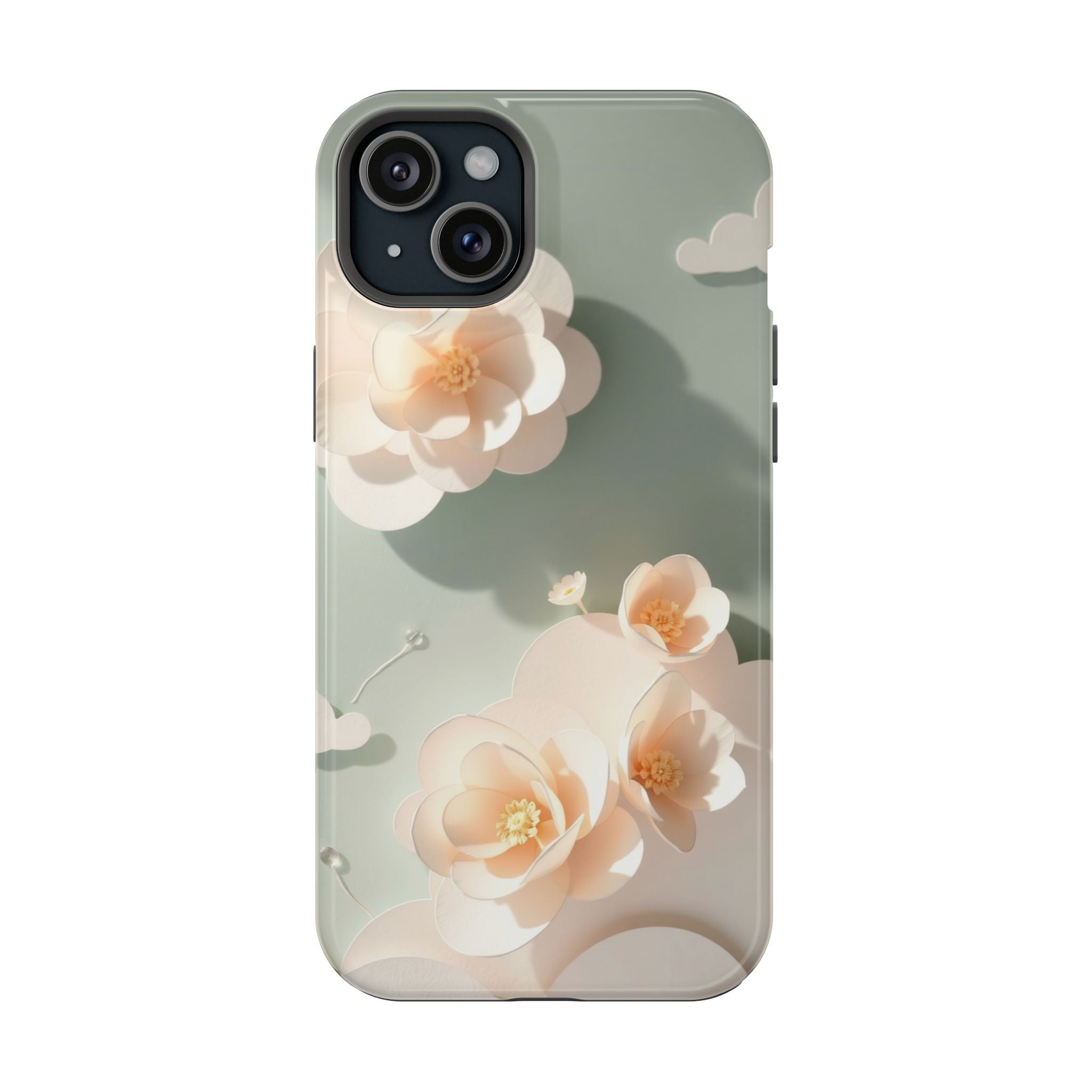 iPhone Sage And Ivory Pastel Floral Cloud Slim iPhone Everyday Designer · iPhone