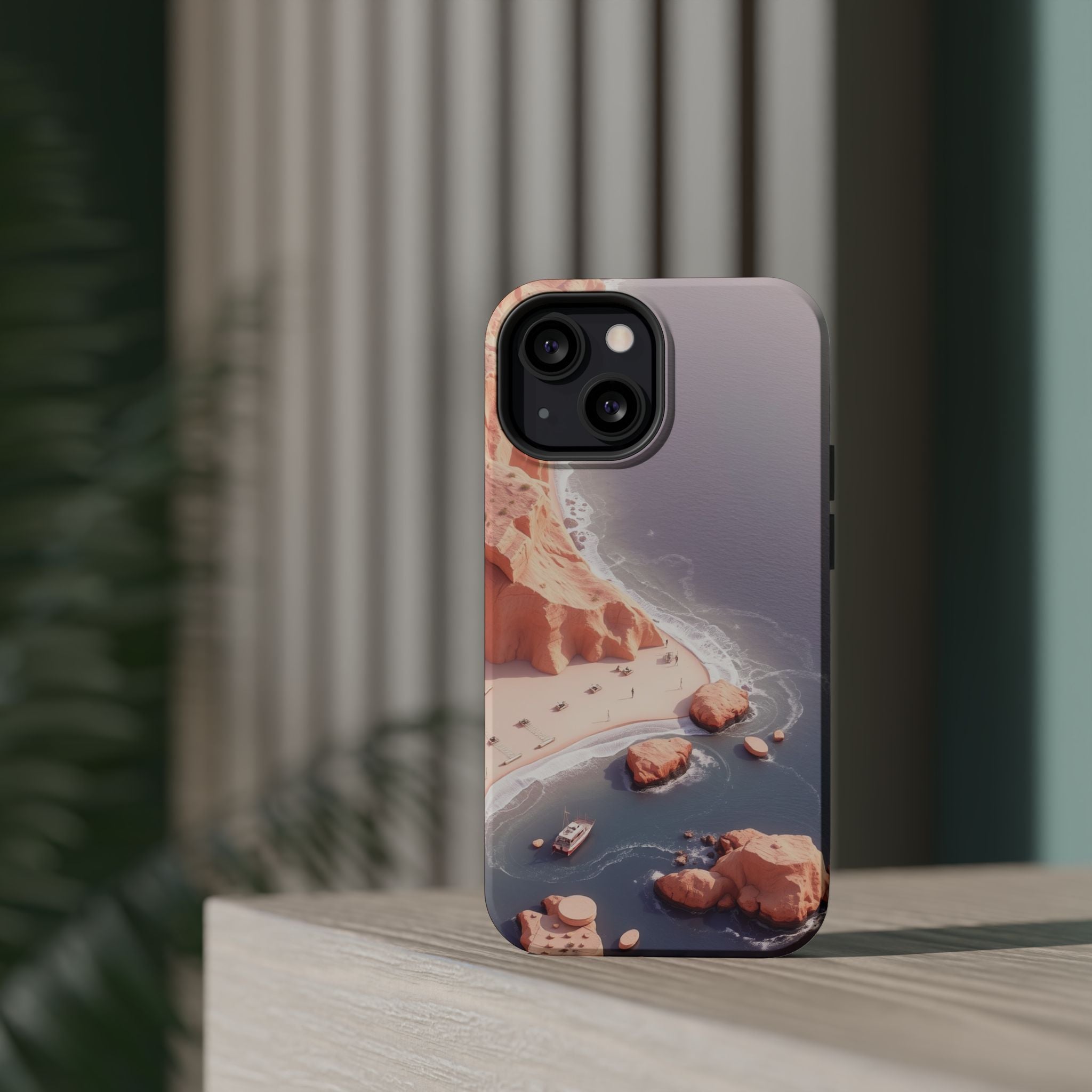 iPhone Rose Pink And Cream Shoreline Aerial Soft iPhone 17 Finish · iPhone Case