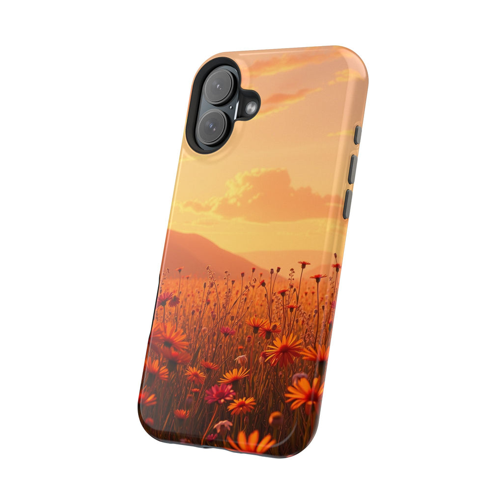 iPhone Sunset Amber And Peach Wildflower Field Soft iPhone Finish · iPhone Case