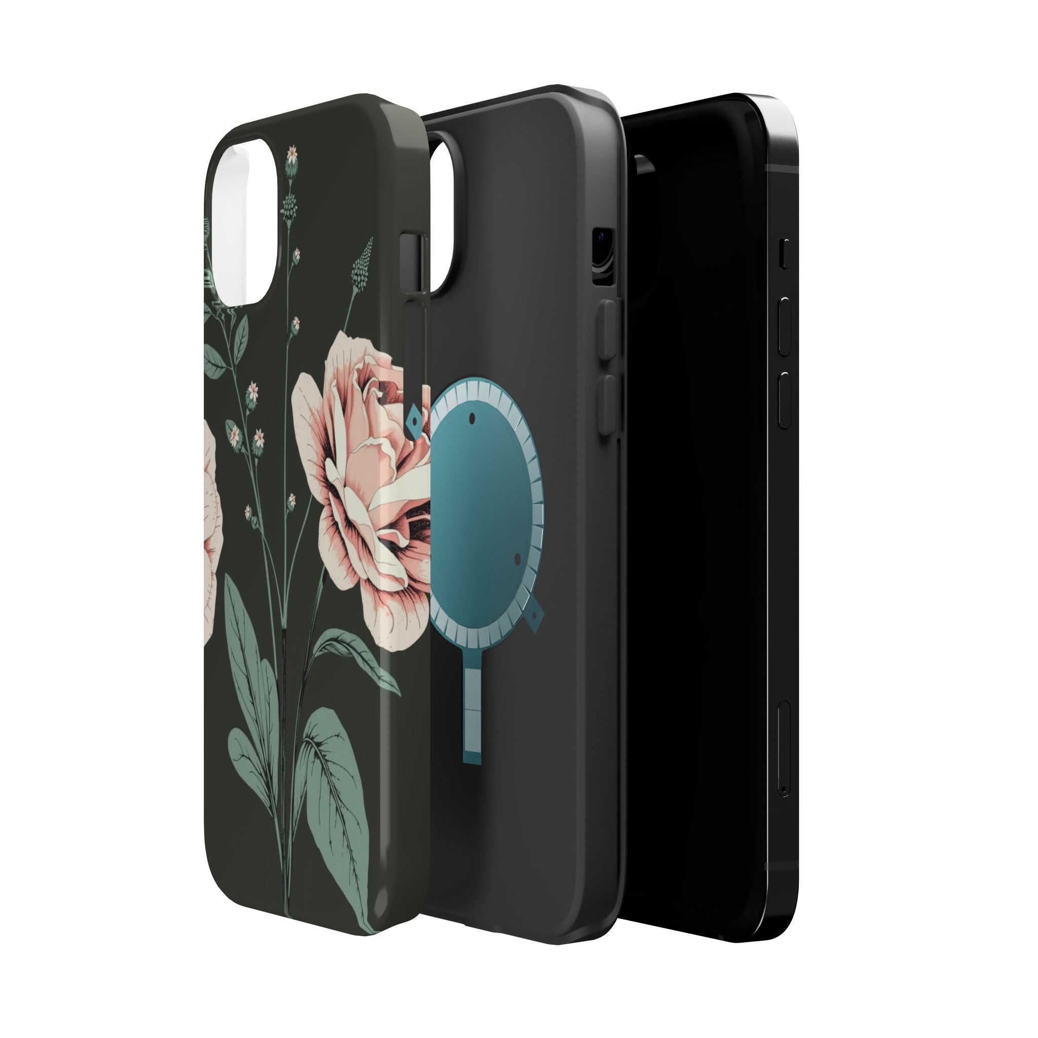 iPhone Mint And Blush Vintage Botanical Print Slim Everyday Designer Case · iPho