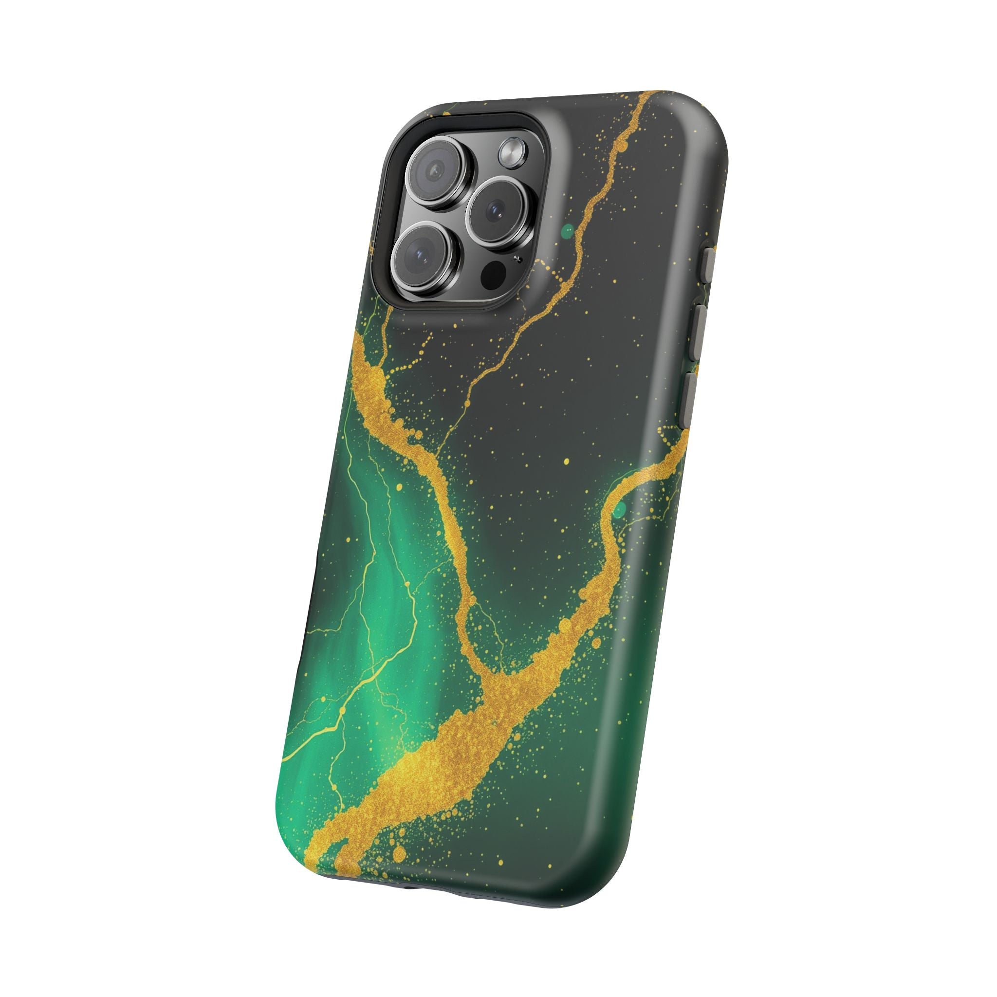 iPhone Emerald Green And Gold Petal Storm Slim iPhone Everyday Designer · iPhone