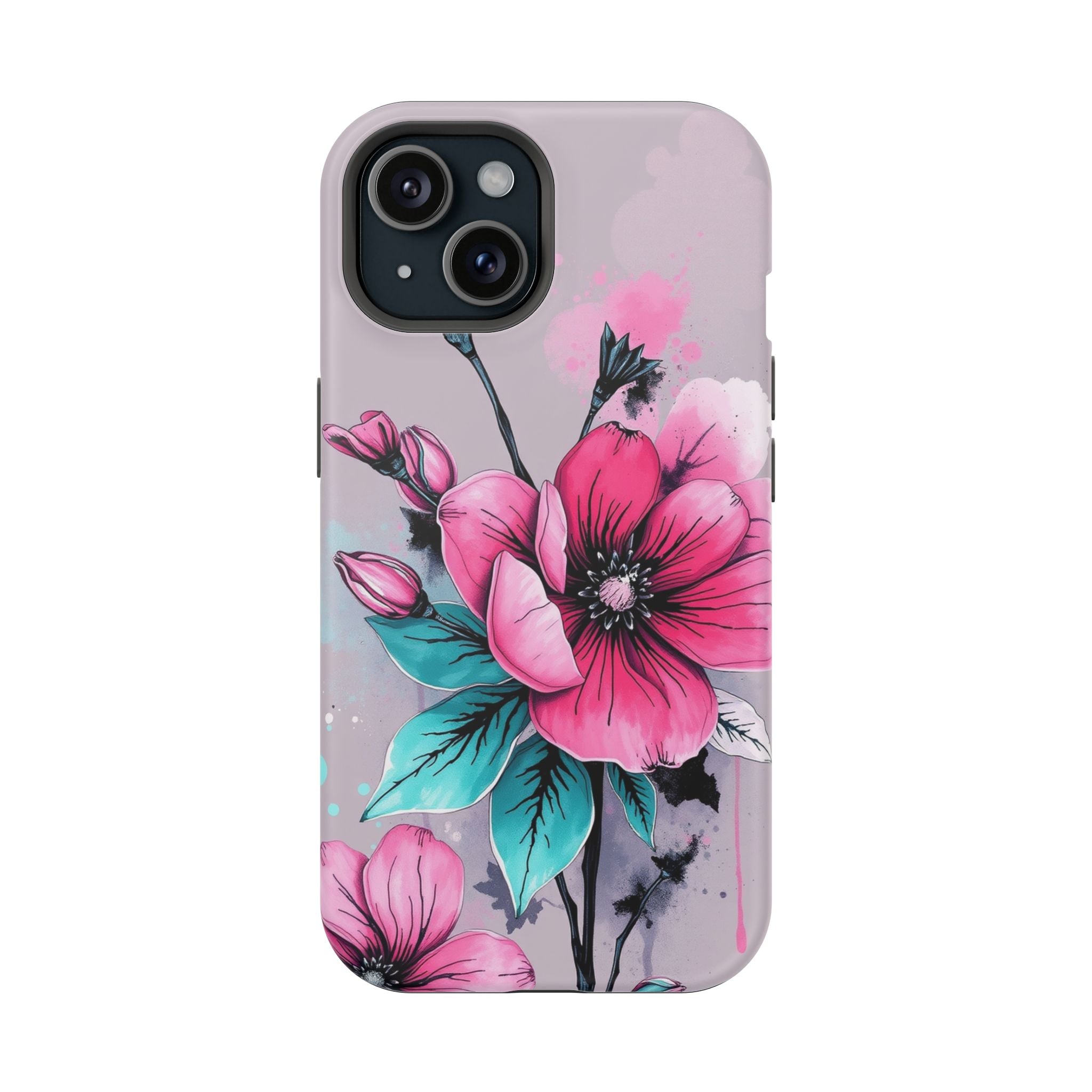 iPhone Mint And Blush Floral Ink Wash Slim Everyday Designer Case · iPhone Case