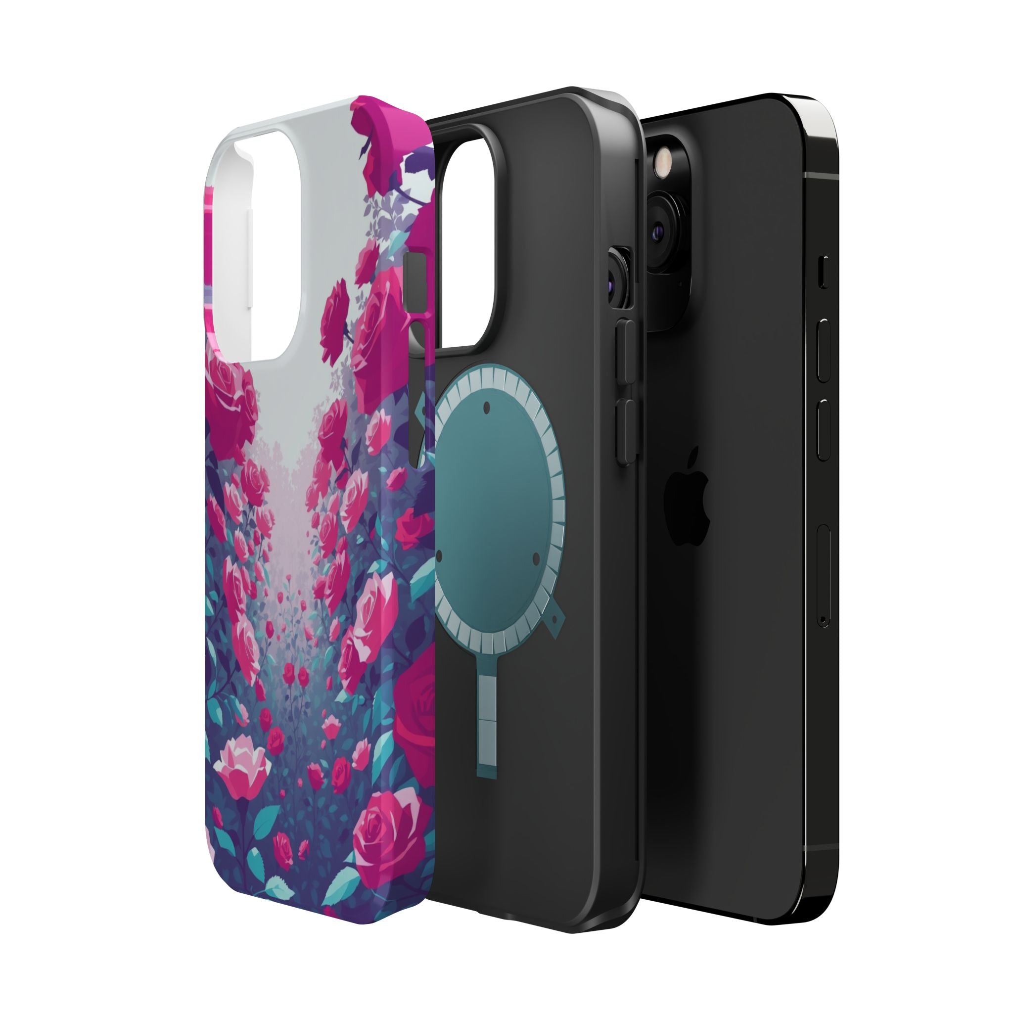iPhone Cyan And Magenta Rose Garden Slim Everyday Designer Case · iPhone Case
