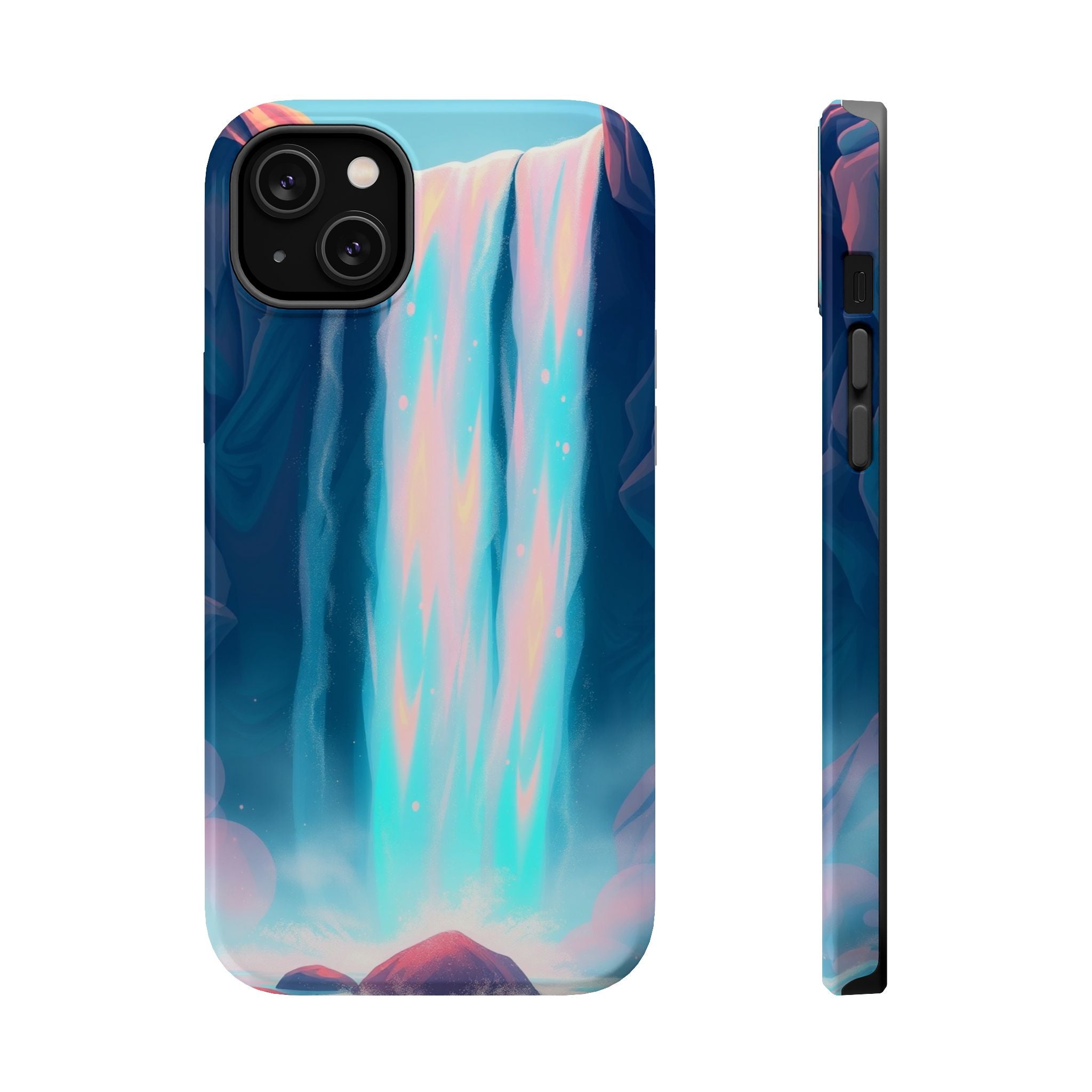 iPhone Teal And Coral Waterfall Mist Slim Everyday Designer Case · iPhone Case