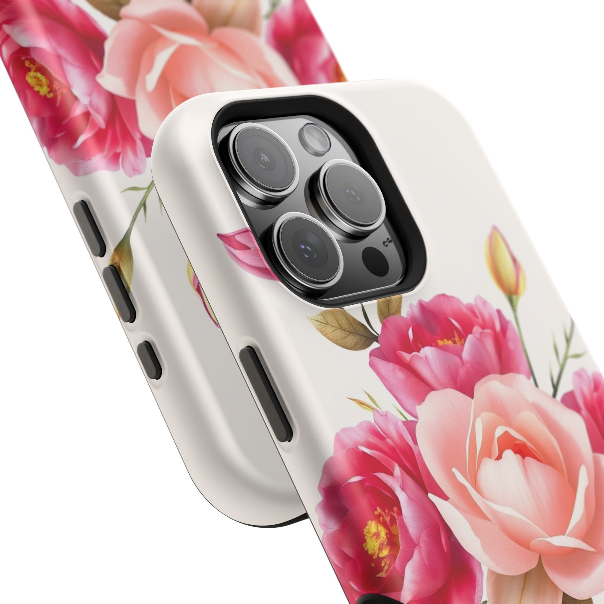 iPhone Rose Pink And Cream Neon Floral Slim Everyday Designer Case · iPhone Case