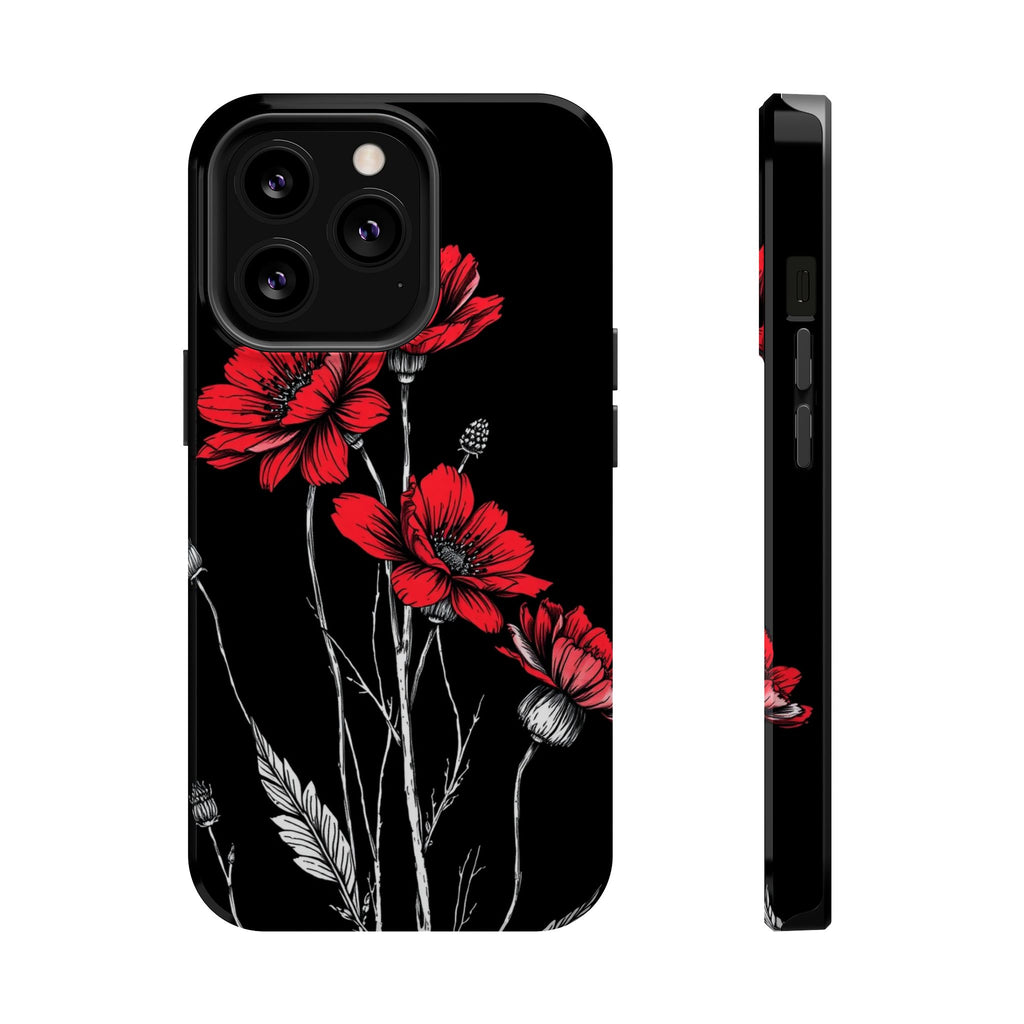 iPhone Black And Crimson Wildflower Bunch Slim Everyday Designer Case · iPhone C