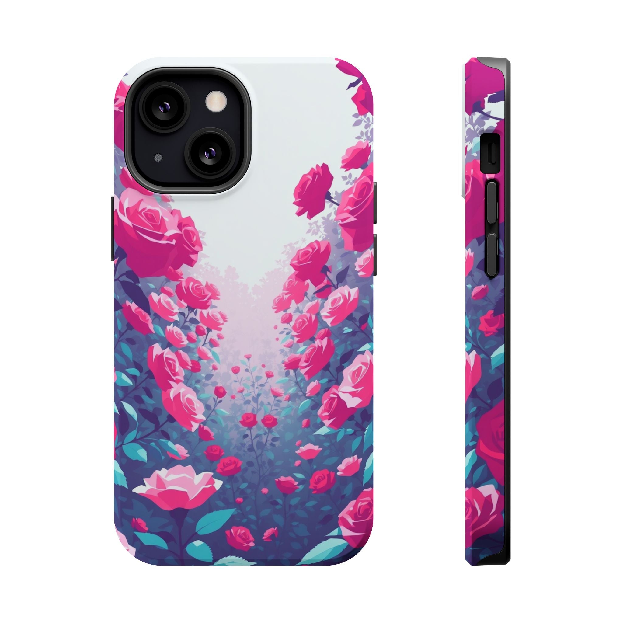iPhone Cyan And Magenta Rose Garden Slim Everyday Designer Case · iPhone Case