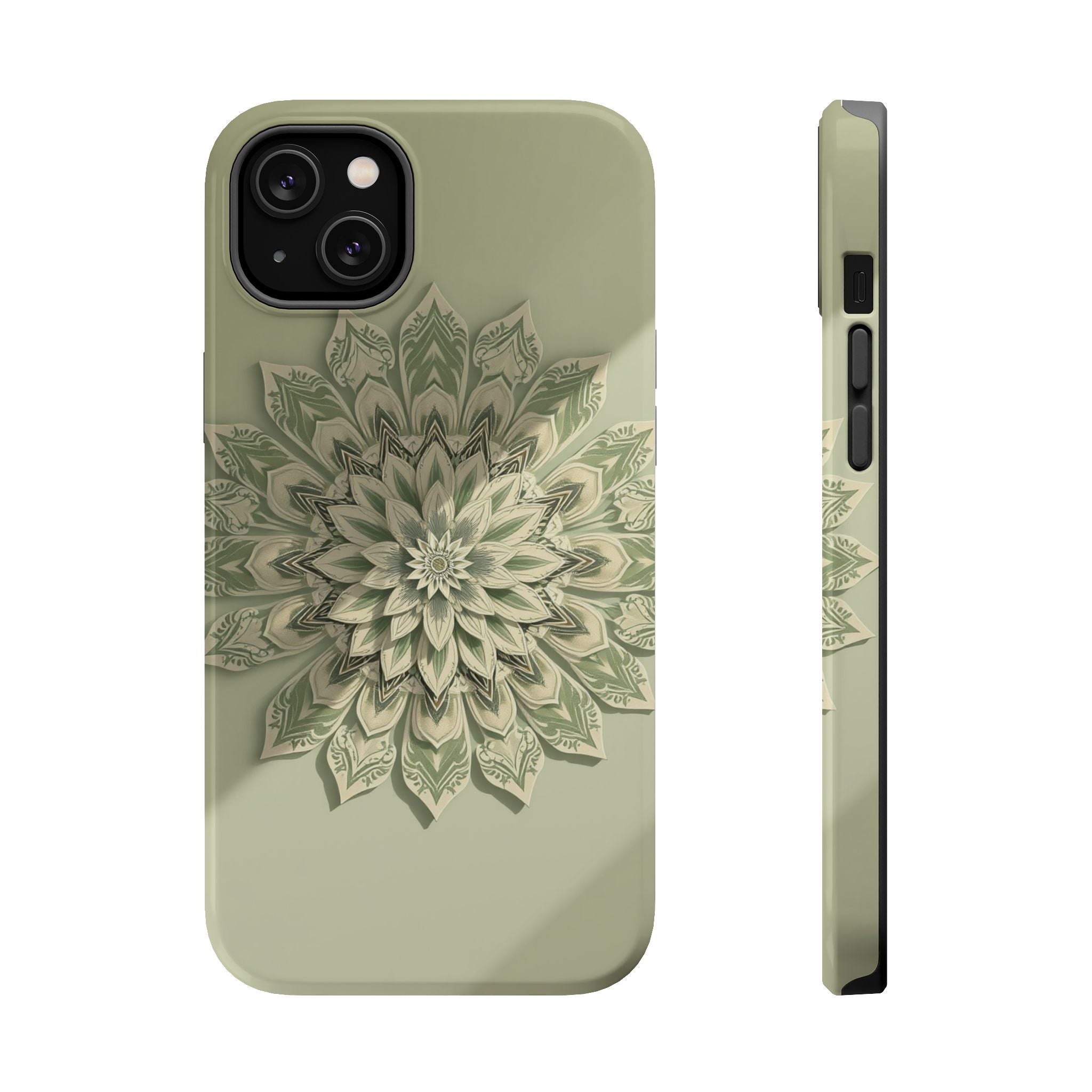 iPhone Sage And Ivory Floral Mandala Slim Everyday Designer Case · iPhone Case