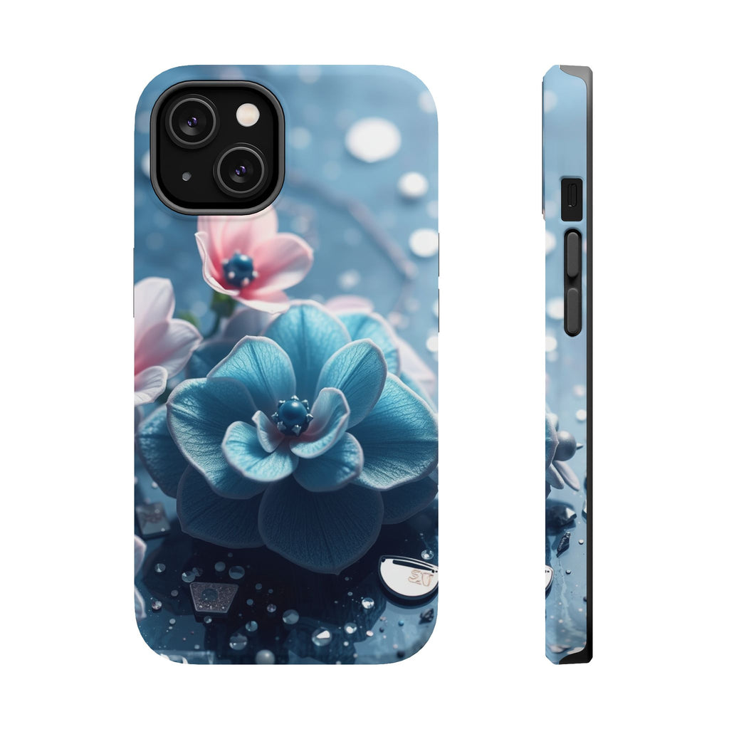 iPhone Midnight Blue And Silver Floral Terrazzo Soft iPhone Finish · iPhone Case