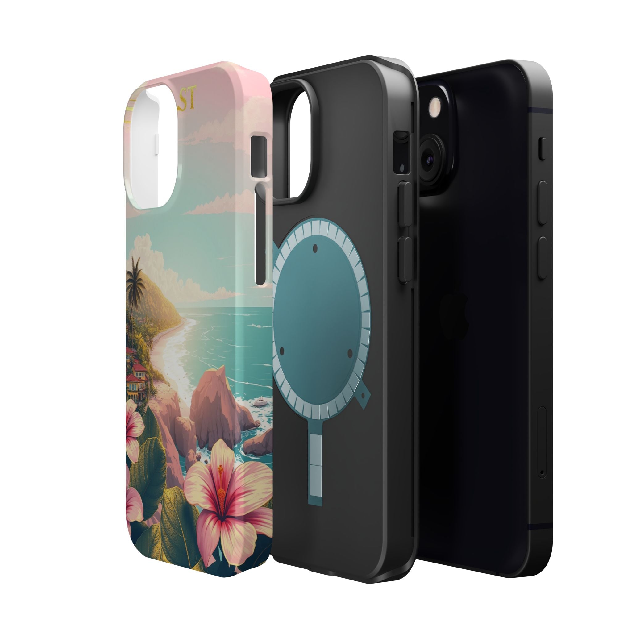 iPhone Mint And Blush Hibiscus Coast Slim Everyday iPhone 14 Designer · iPhone C