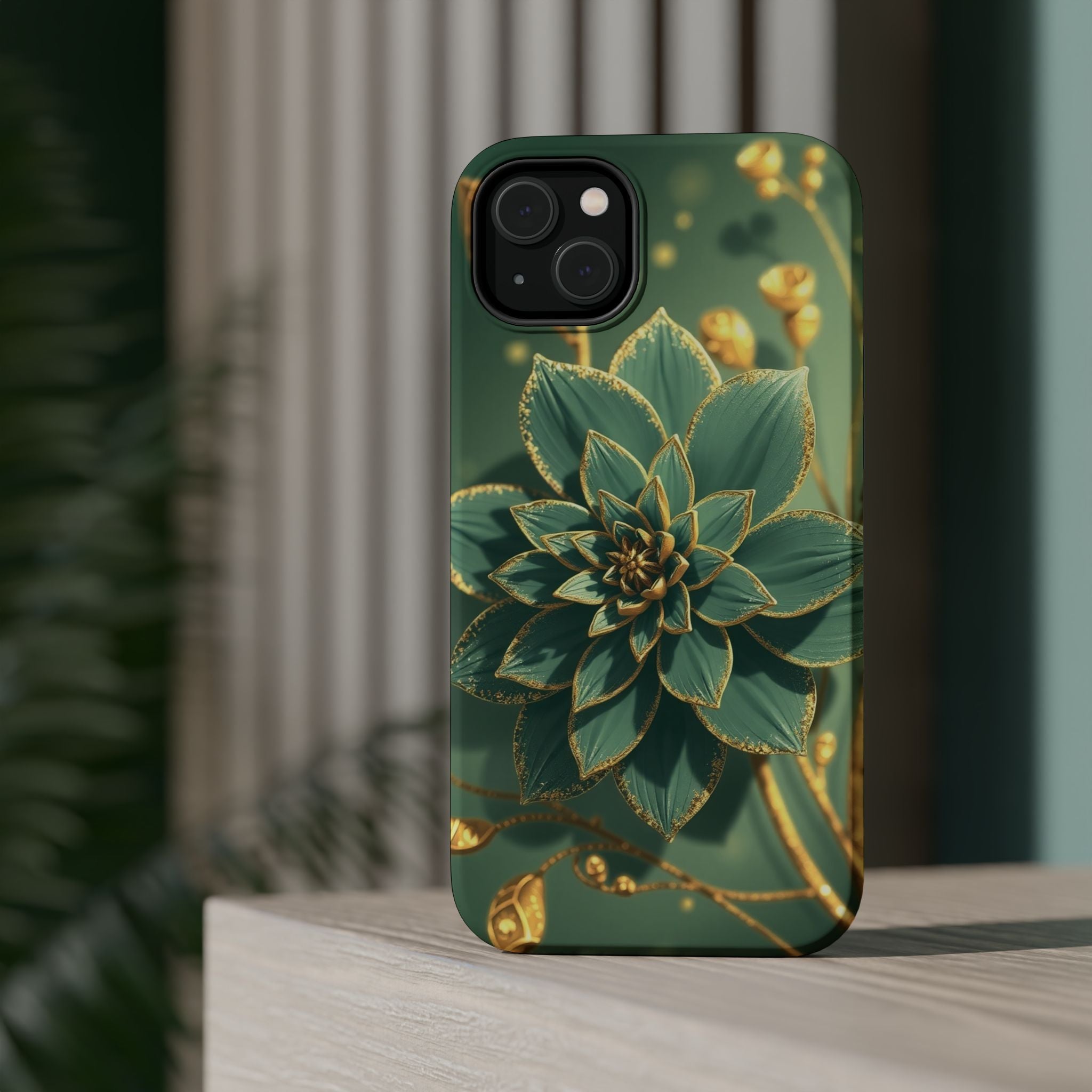iPhone Floral Gold Foil Pixel Art -Bit Slim Everyday Designer Case · iPhone Case