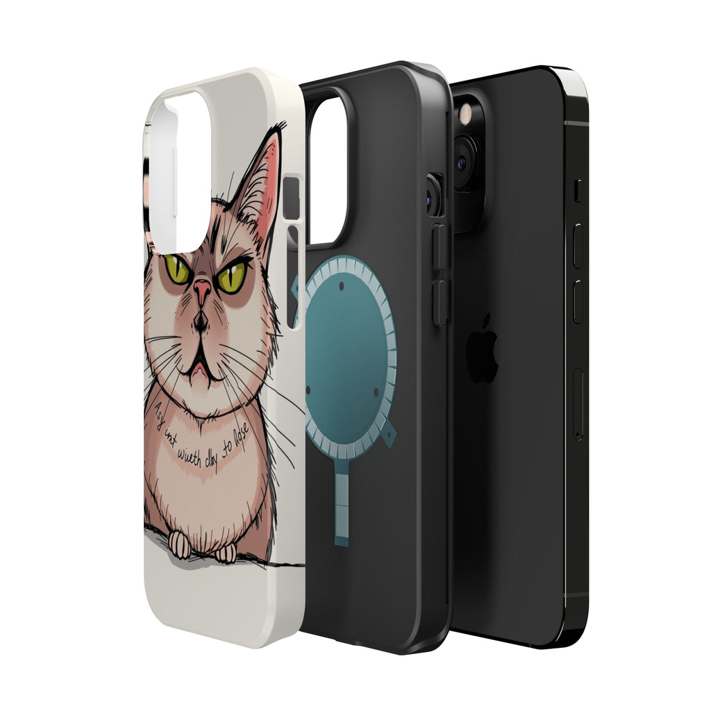 iPhone Sarcastic Cat Verdict Hand-Drawn Sketch Soft Finish Everyday Case · iPhon