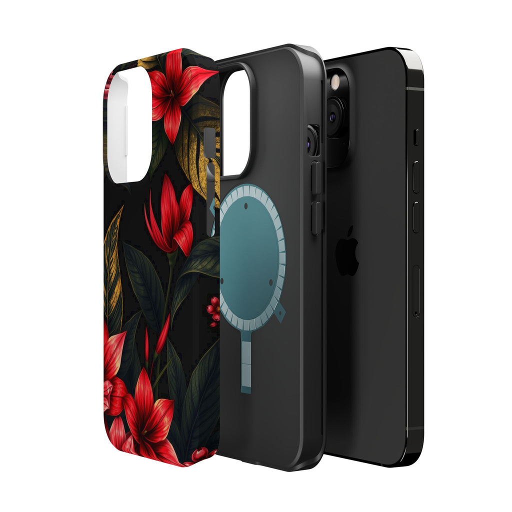 iPhone Black And Crimson Jungle Floral Slim Everyday Designer Case · iPhone Case
