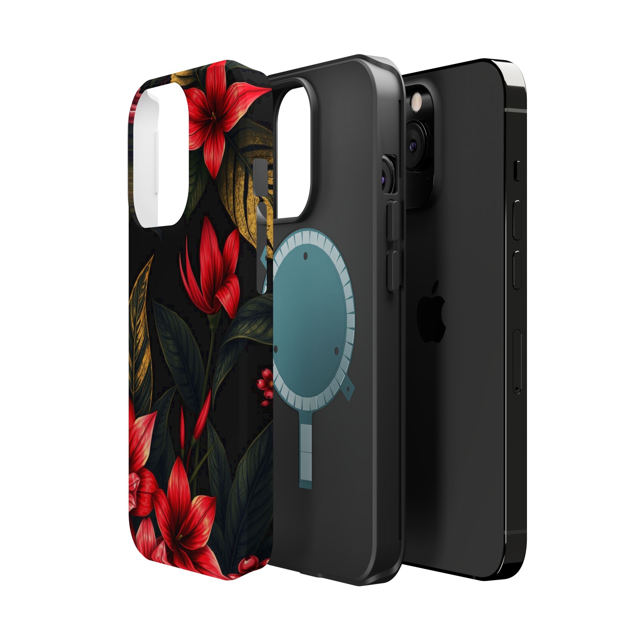 iPhone Black And Crimson Jungle Floral Slim Everyday Designer Case · iPhone Case