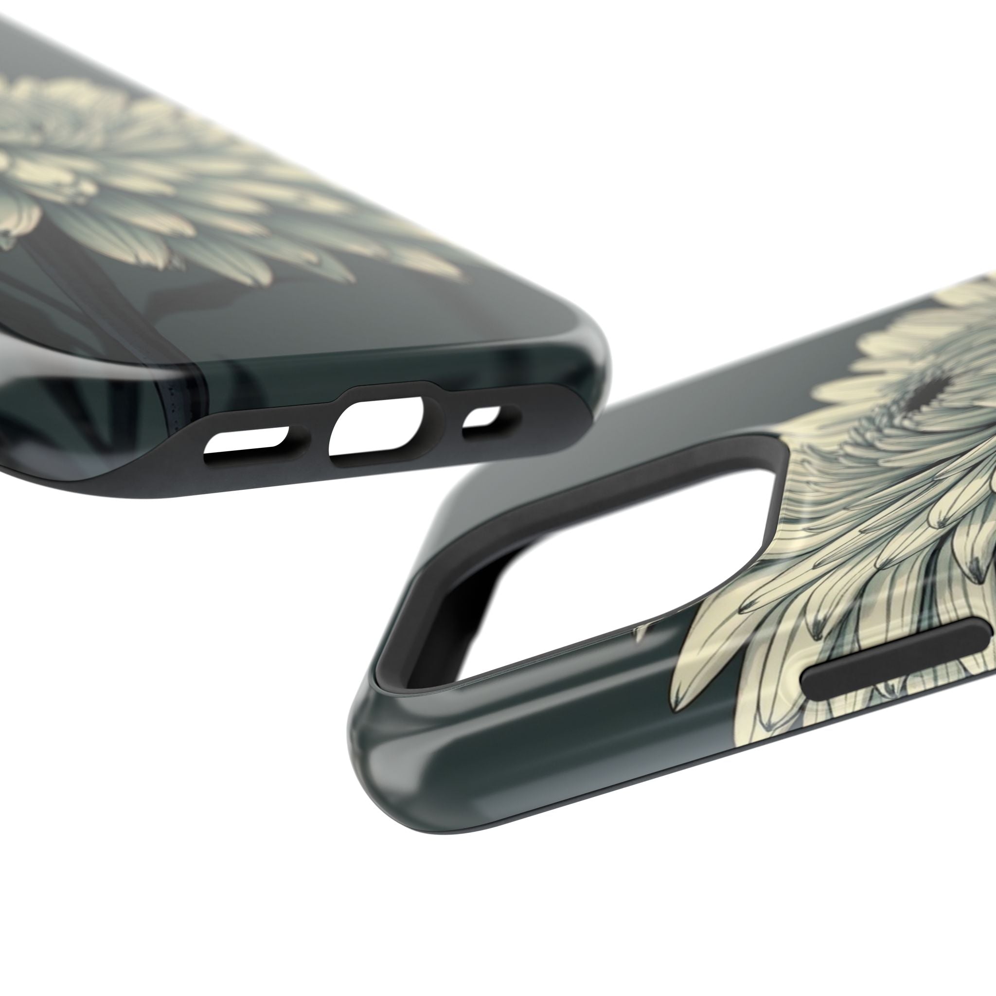iPhone Chrysanthemum Classic Dark Gothic Ink Carry Case Slim Snap Case · iPhone