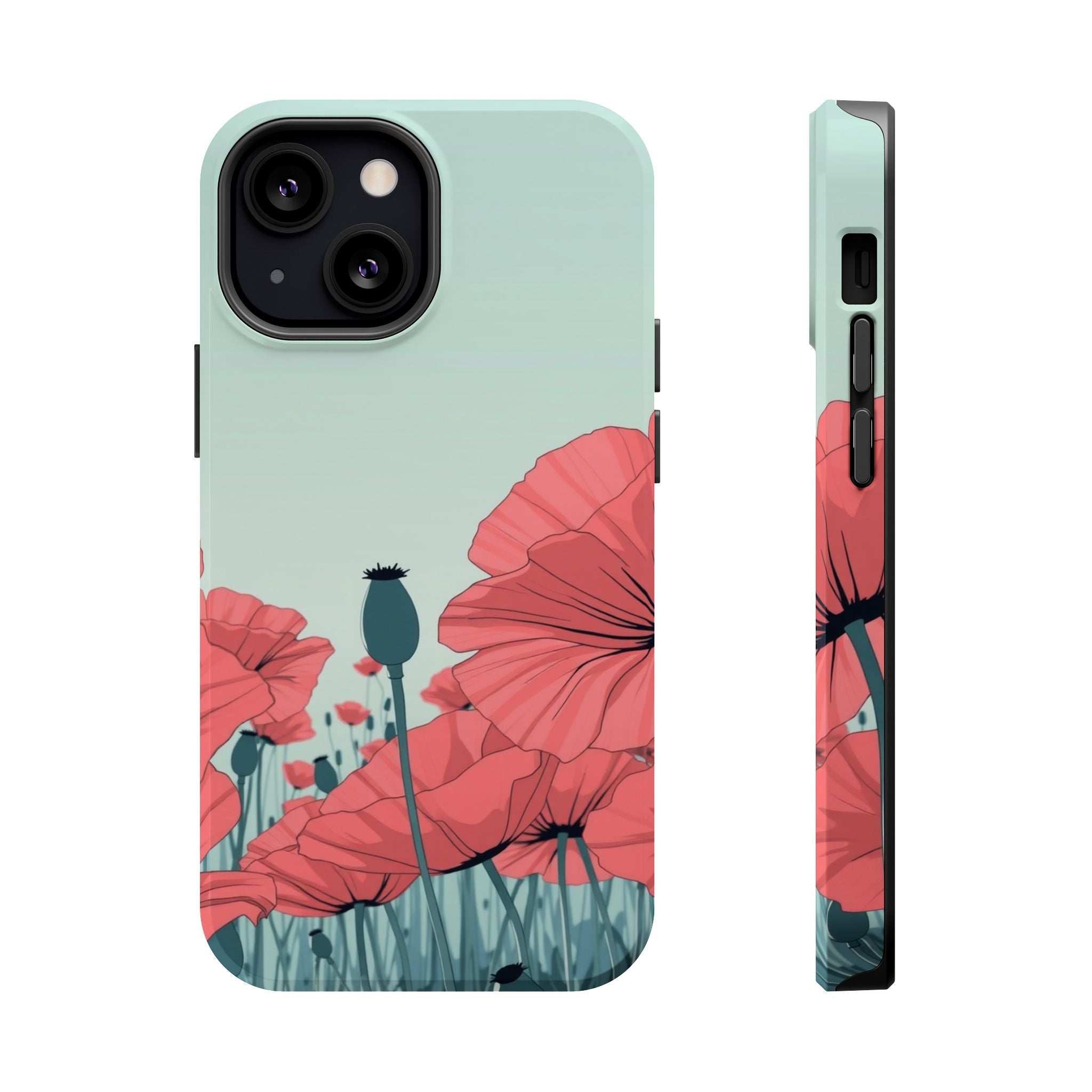 iPhone Mint And Blush Poppy Field Bold Modern Everyday Snap Case · iPhone Case