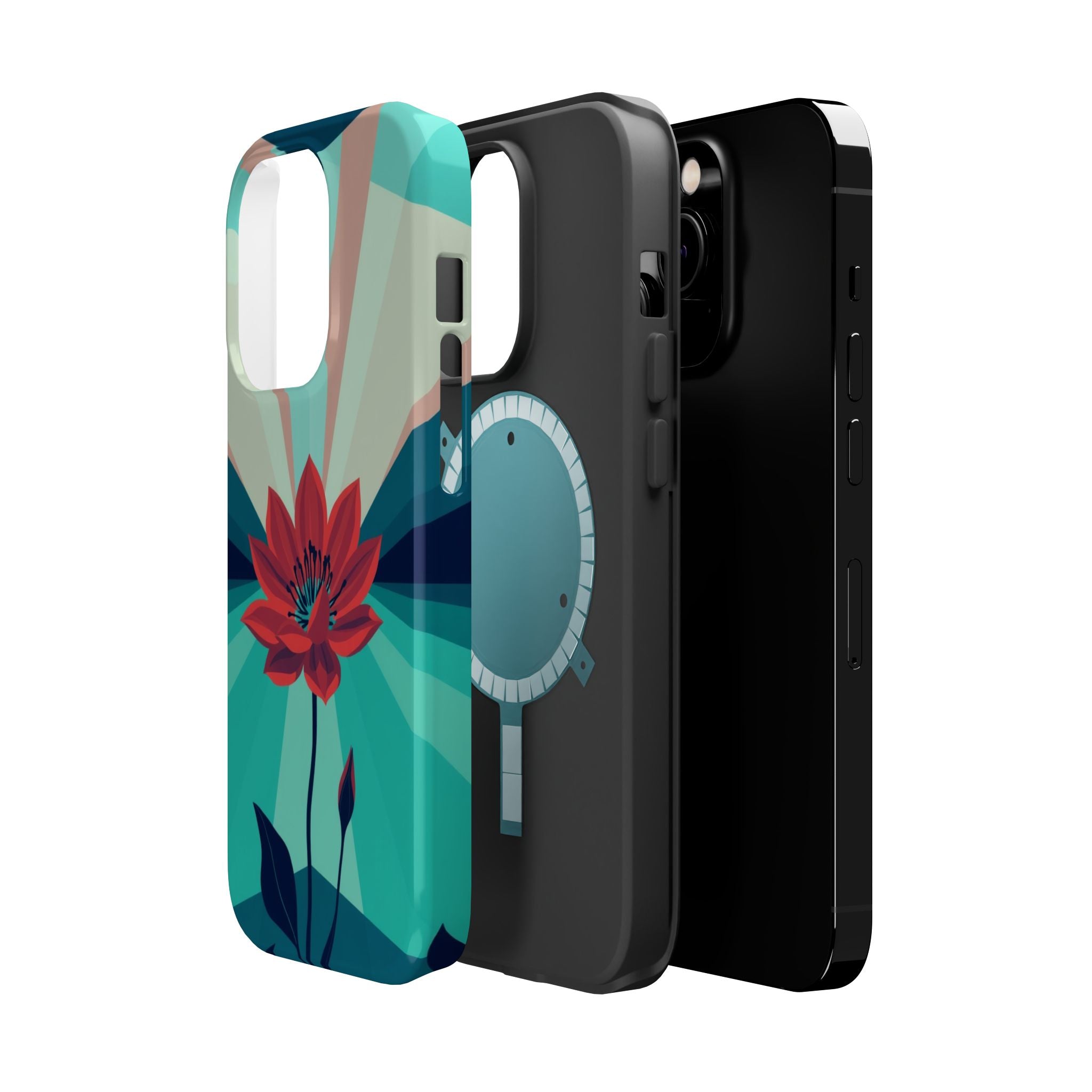 iPhone Teal And Coral Night Bloomer Slim Everyday Designer Case · iPhone Case