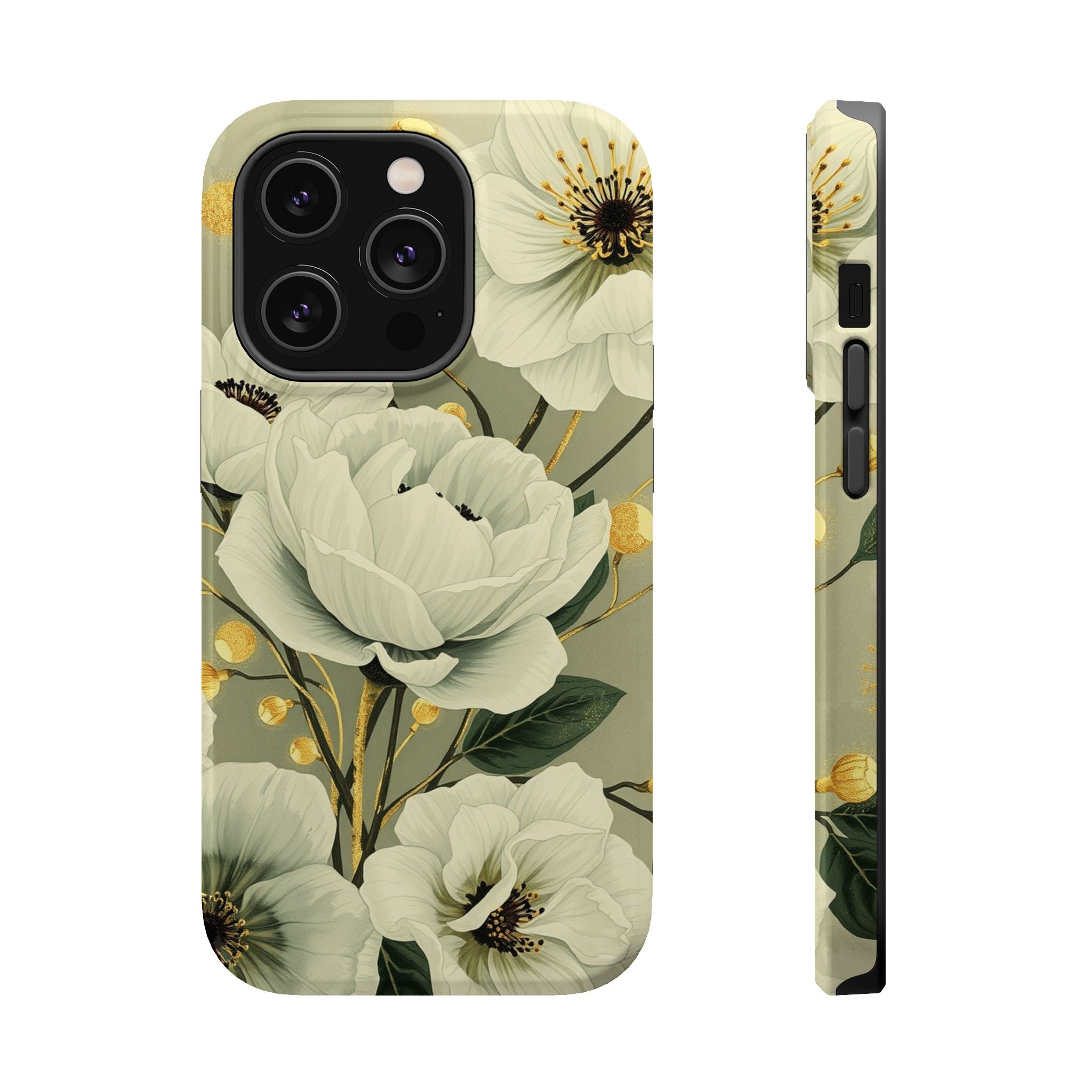 iPhone Sage And Ivory Floral Ink Wash Slim Everyday iPhone 14 Designer · iPhone