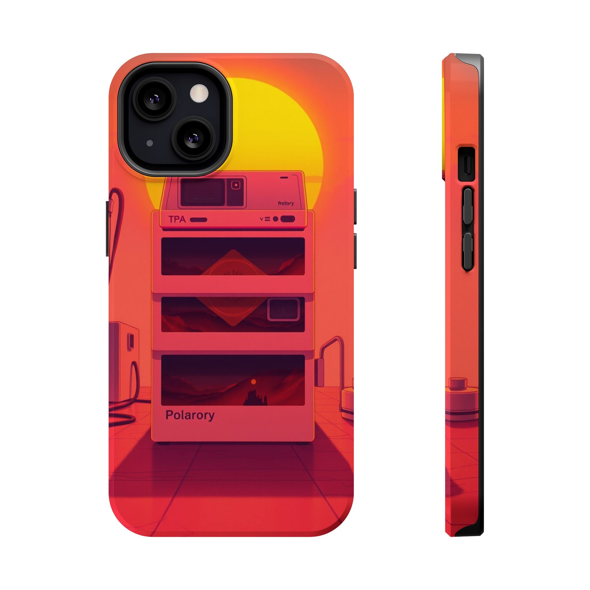 iPhone Polaroid Stack Memory Neon Cyberpunk Slim Everyday Designer Case · iPhone