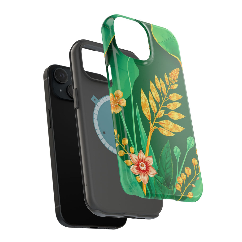 iPhone Emerald Green And Gold Botanical Illustration Ga Slim Snap Case · iPhone