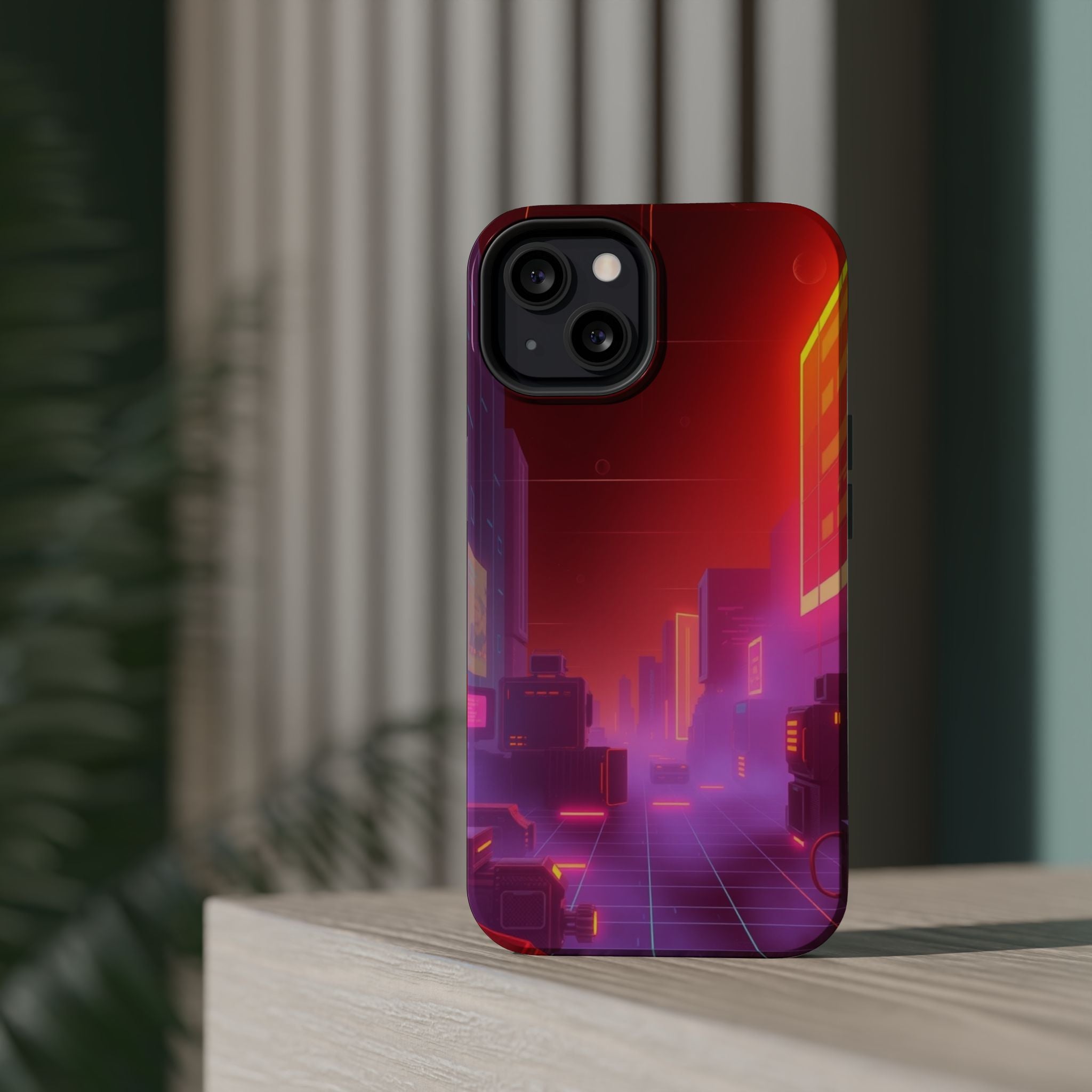 iPhone Dreamy 80s Grid Synthwave Design Slim Everyday Designer Case · iPhone Cas