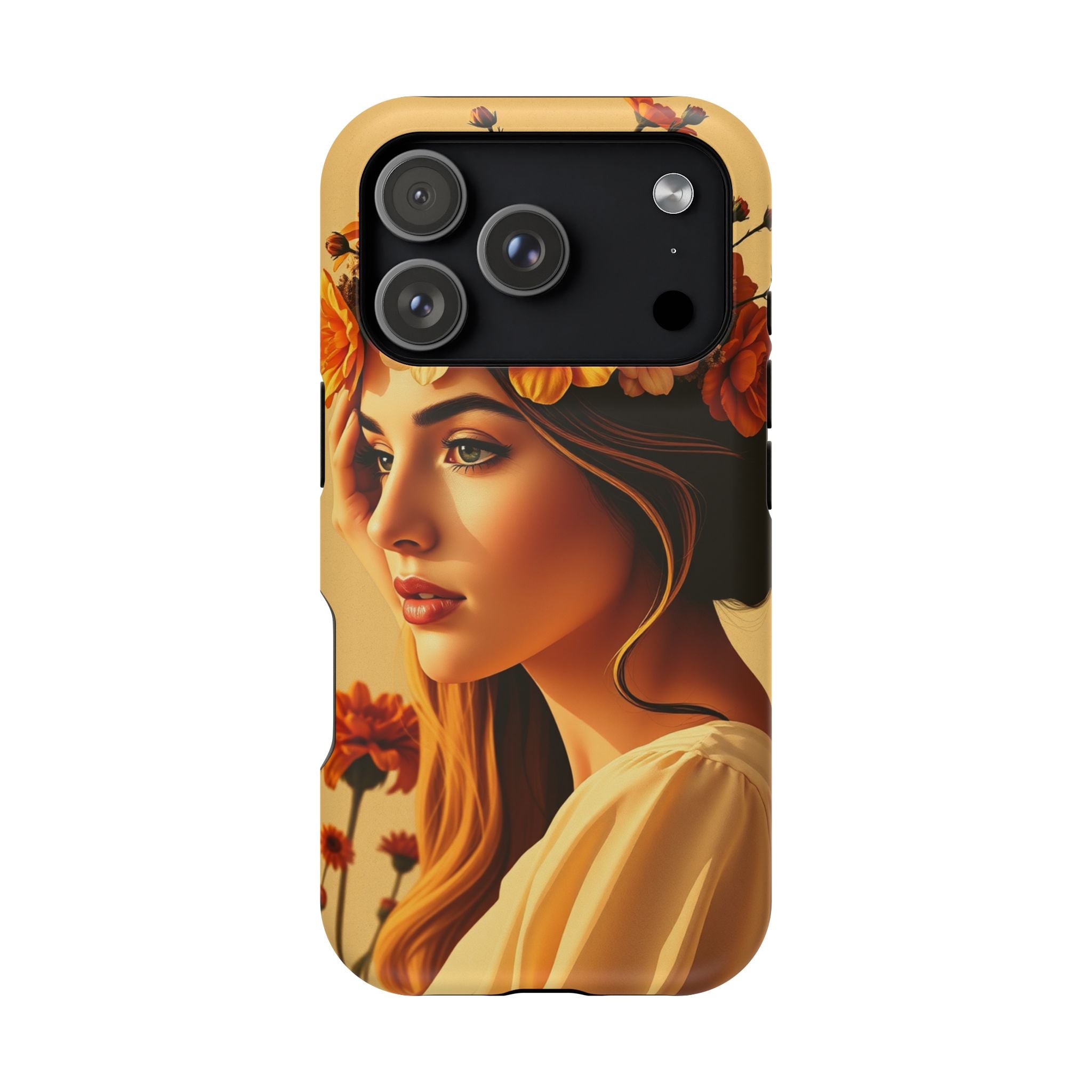 iPhone Mustard And Rust Floral Crown Slim Everyday Designer Case · iPhone Case