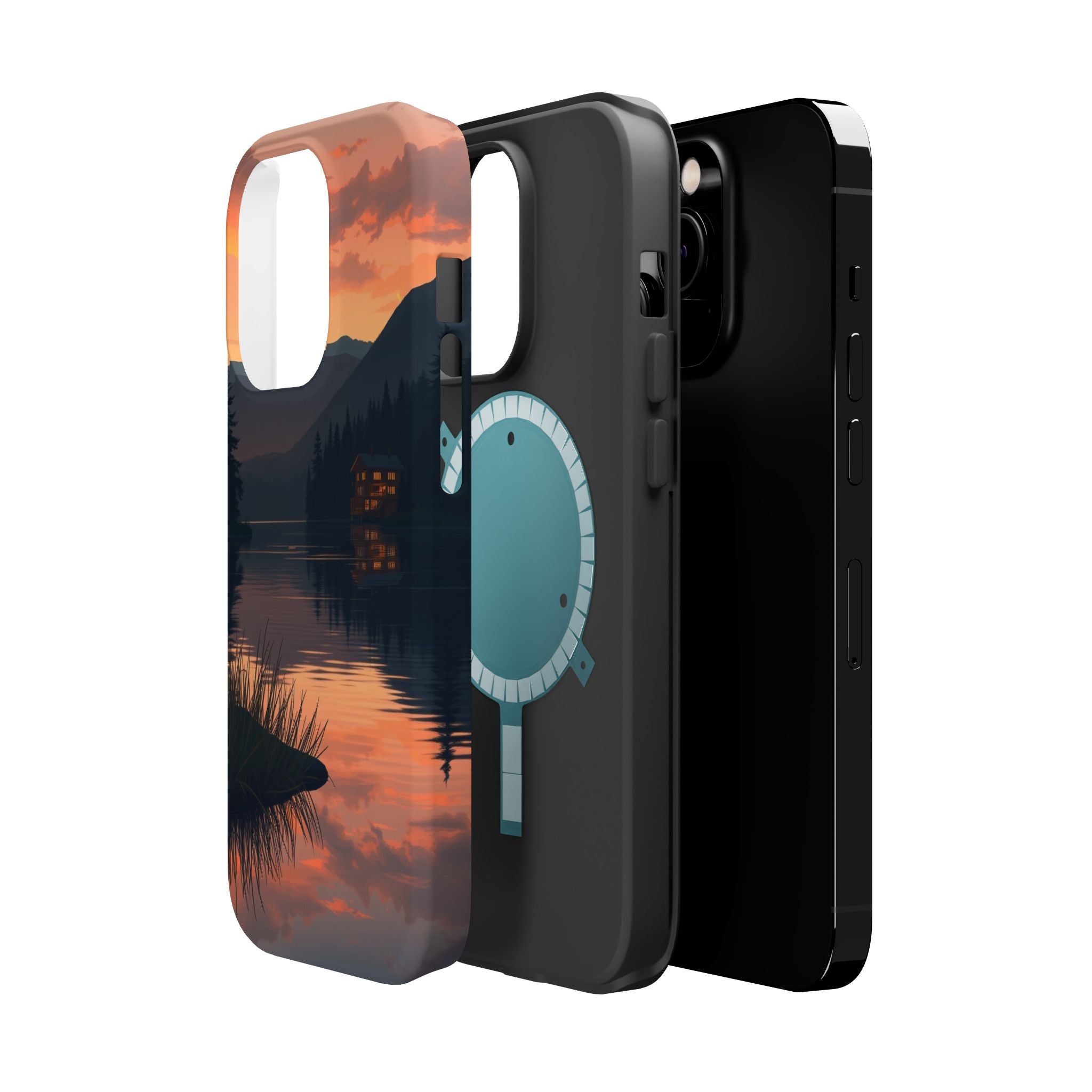 iPhone Sunset Amber And Peach Lake at Twilight Soft iPhone Finish · iPhone Case