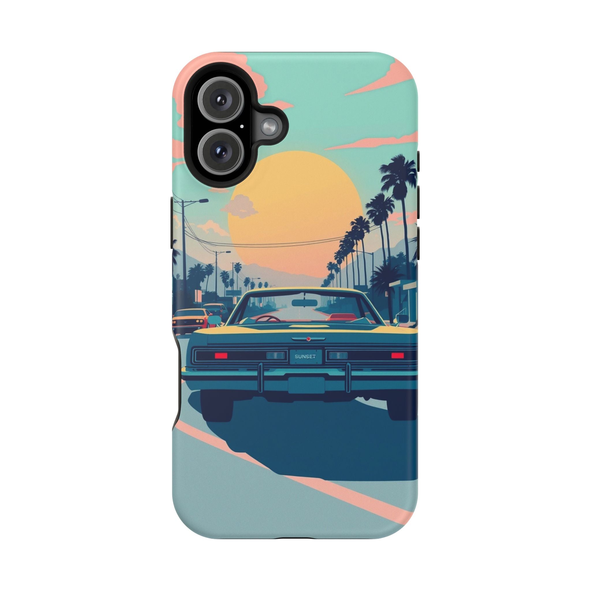 iPhone Sunset Drive 80s Pop Art Bold Slim Everyday Designer Case · iPhone Case