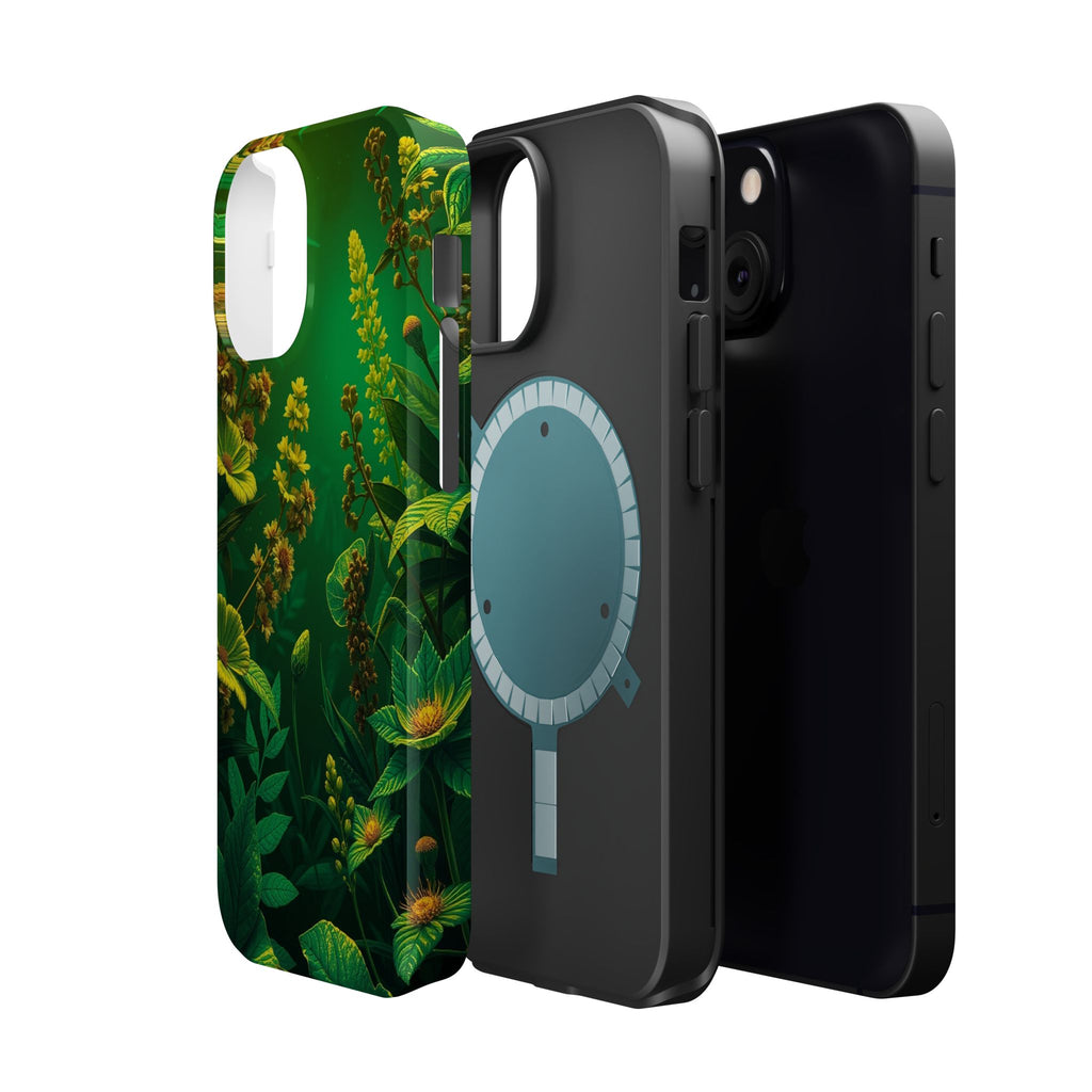 iPhone Emerald Green And Gold Vintage Botanicals Print Slim Snap Case · iPhone C