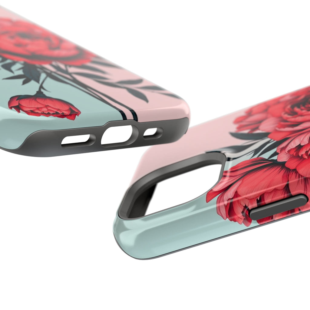 iPhone Teal And Coral Peony Bouquet Artistic Everyday Cas Slim Snap Case · iPhon
