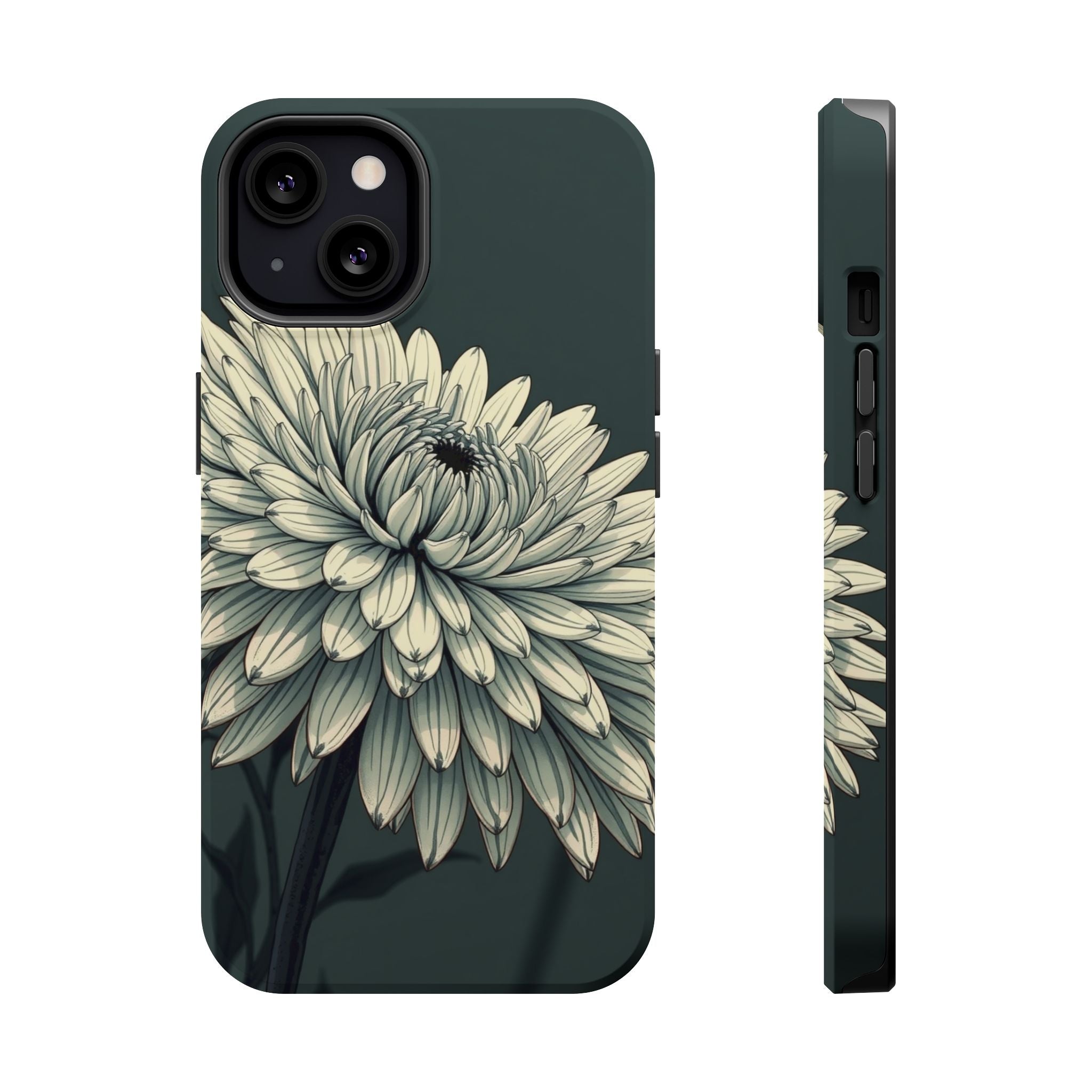 iPhone Chrysanthemum Classic Dark Gothic Ink Carry Case Slim Snap Case · iPhone