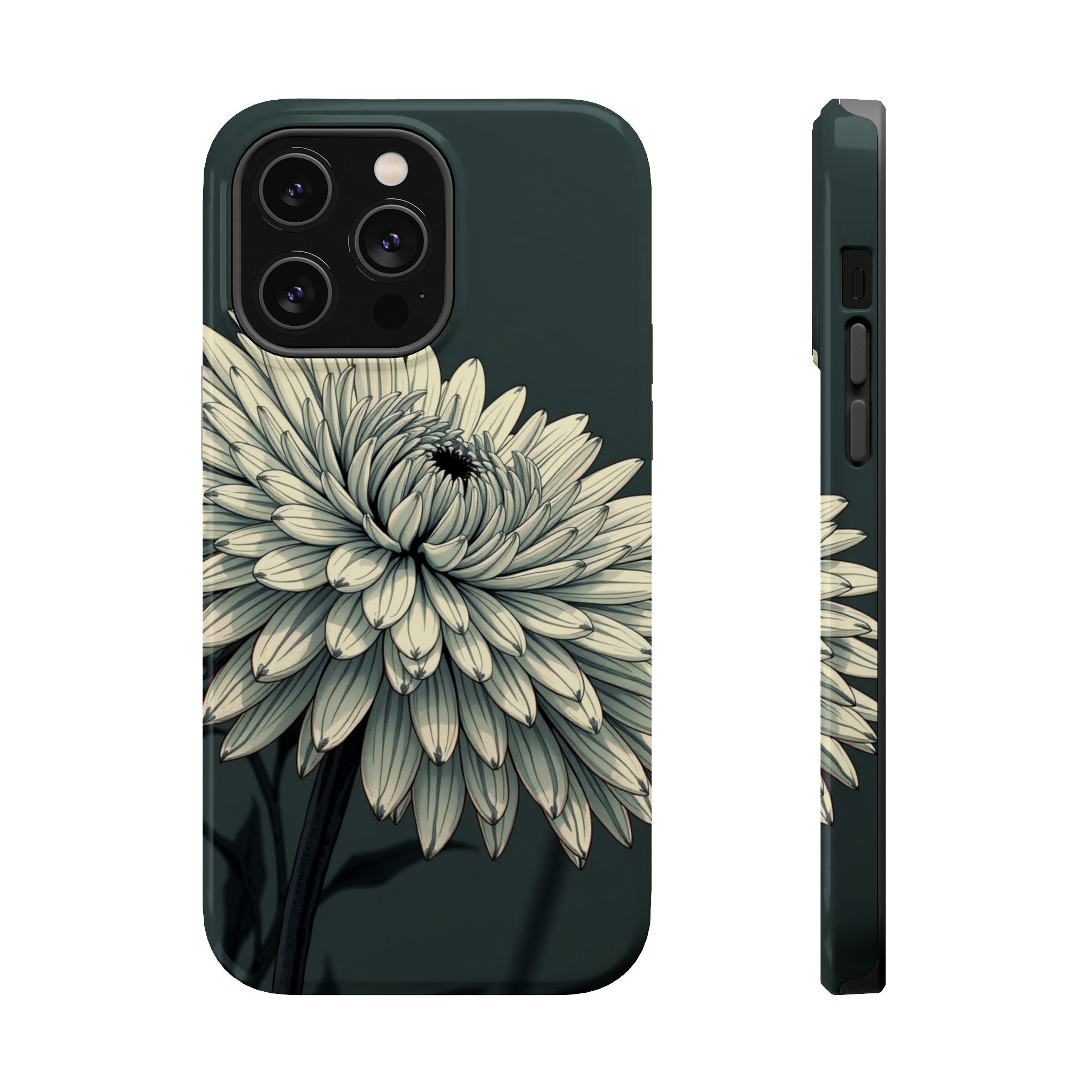 iPhone Chrysanthemum Classic Dark Gothic Ink Carry Case Slim Snap Case · iPhone