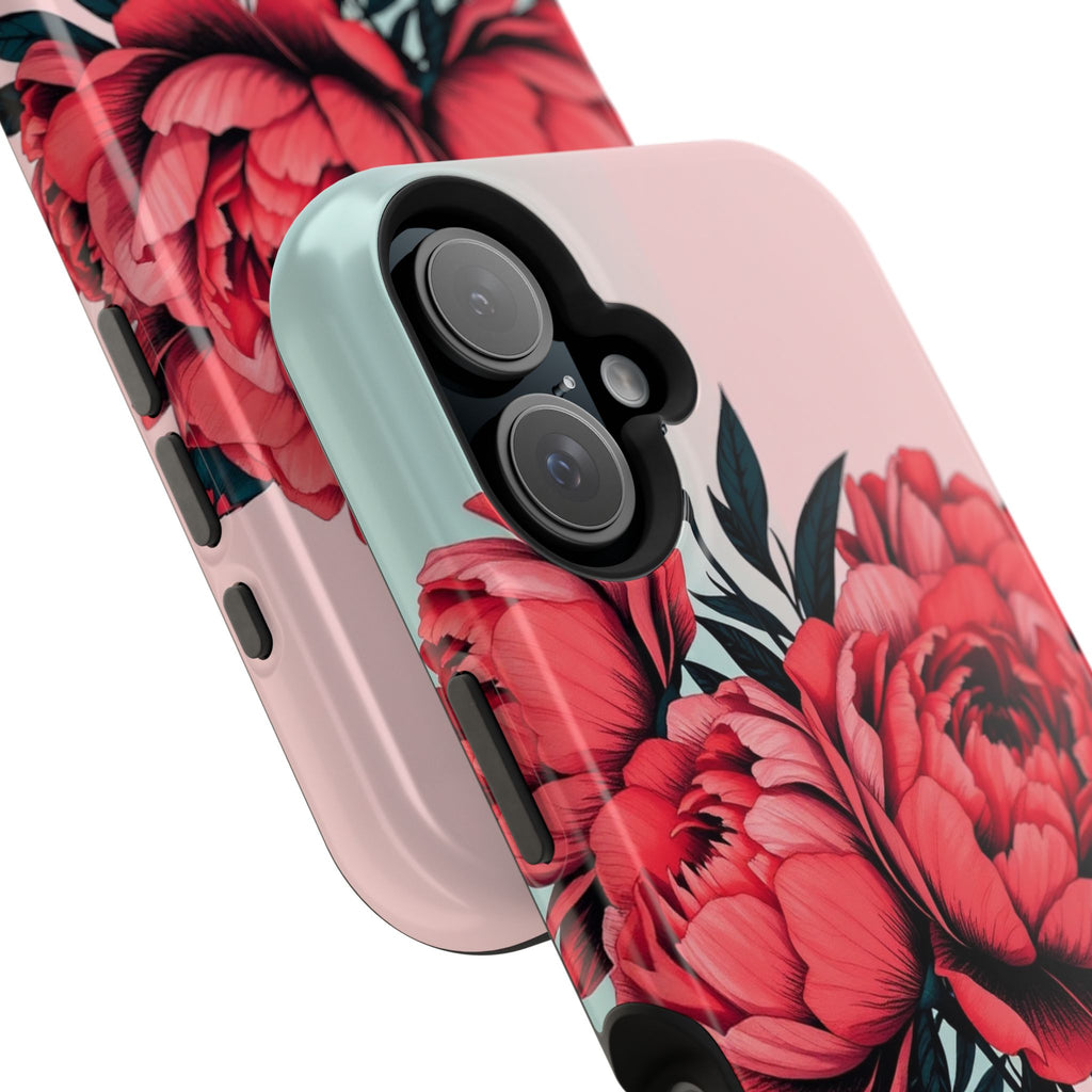 iPhone Teal And Coral Peony Bouquet Artistic Everyday Cas Slim Snap Case · iPhon