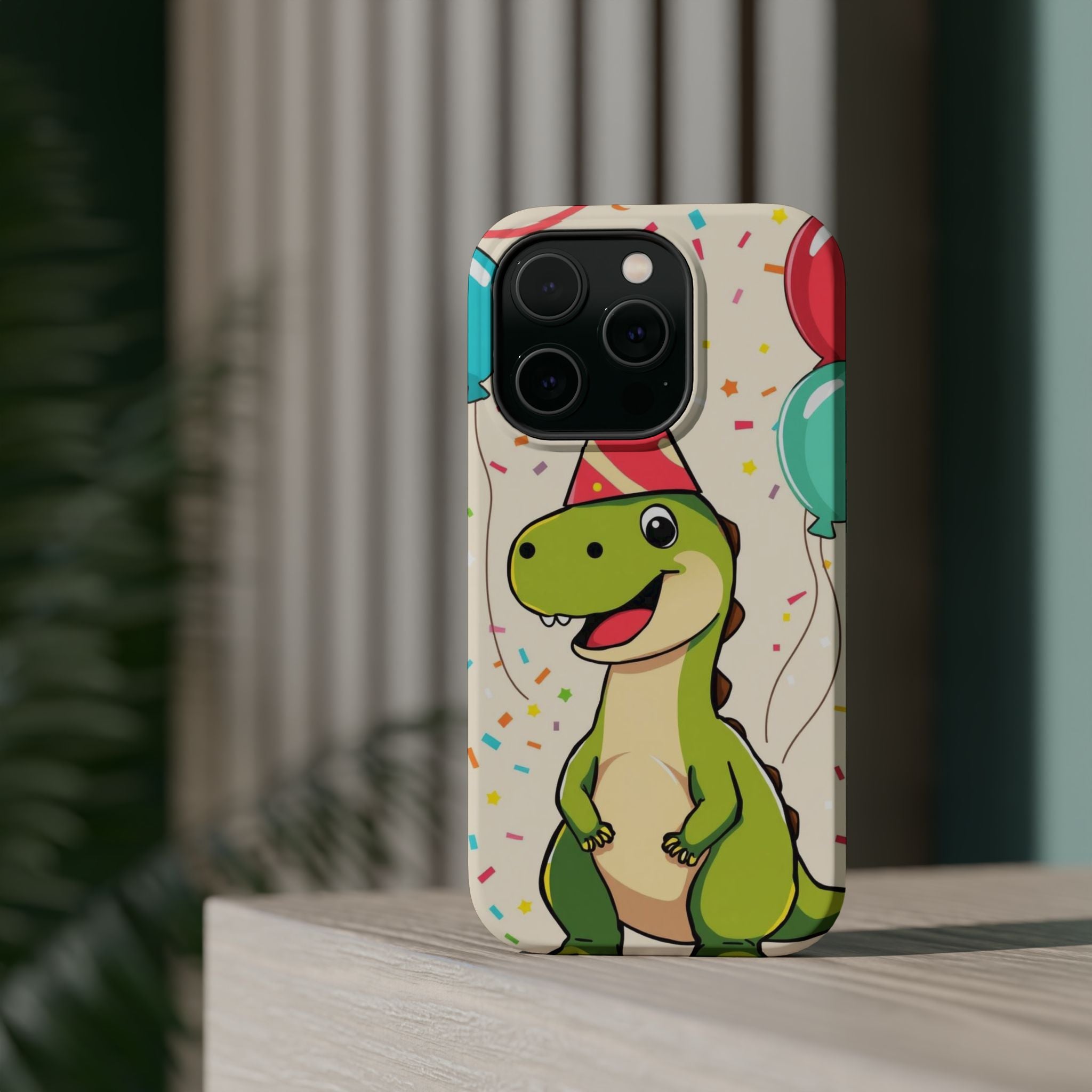 iPhone Dino with Party Hat Kids Fun Phone Case Gift Slim Snap Case · iPhone Case