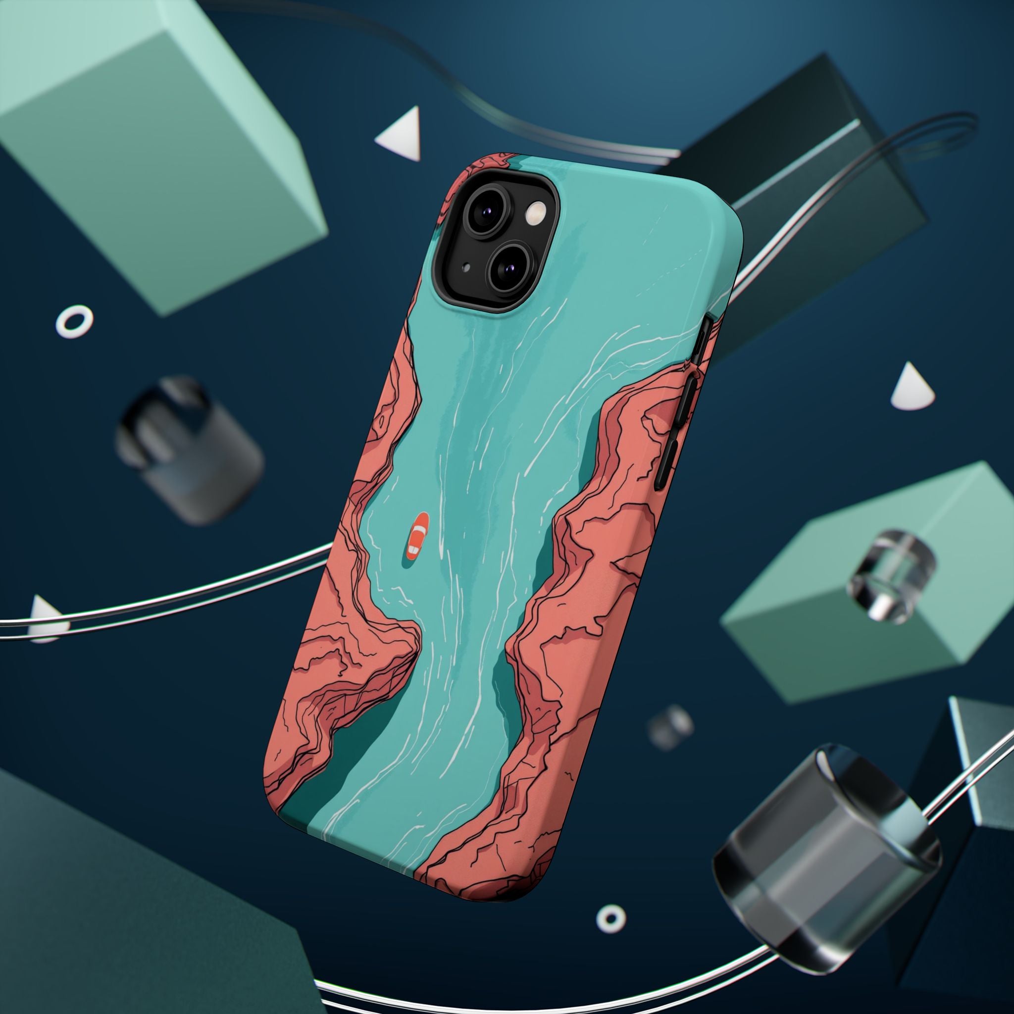 iPhone Teal And Coral River Delta Aerial Slim Everyday iPhone Designer · iPhone
