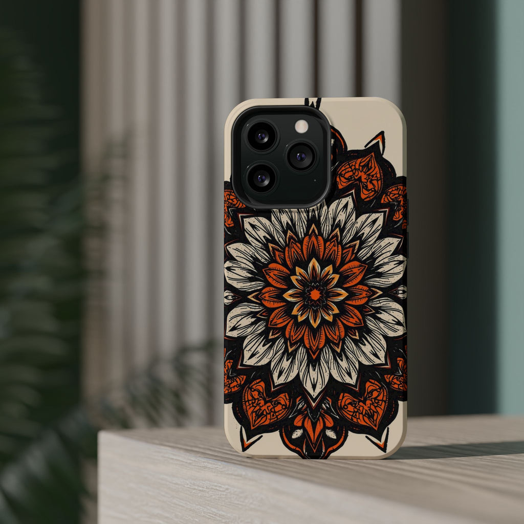 iPhone Burnt Orange And Sand Floral Mandala Slim Snap Cas Carry Case · iPhone Ca