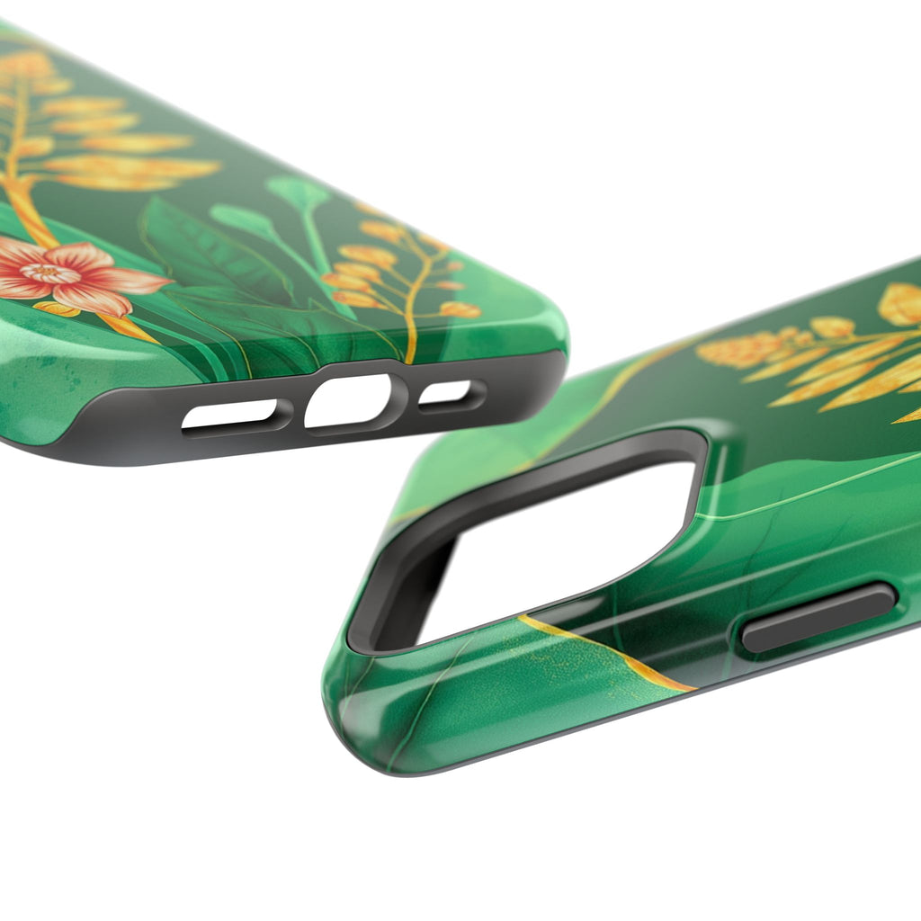 iPhone Emerald Green And Gold Botanical Illustration Ga Slim Snap Case · iPhone