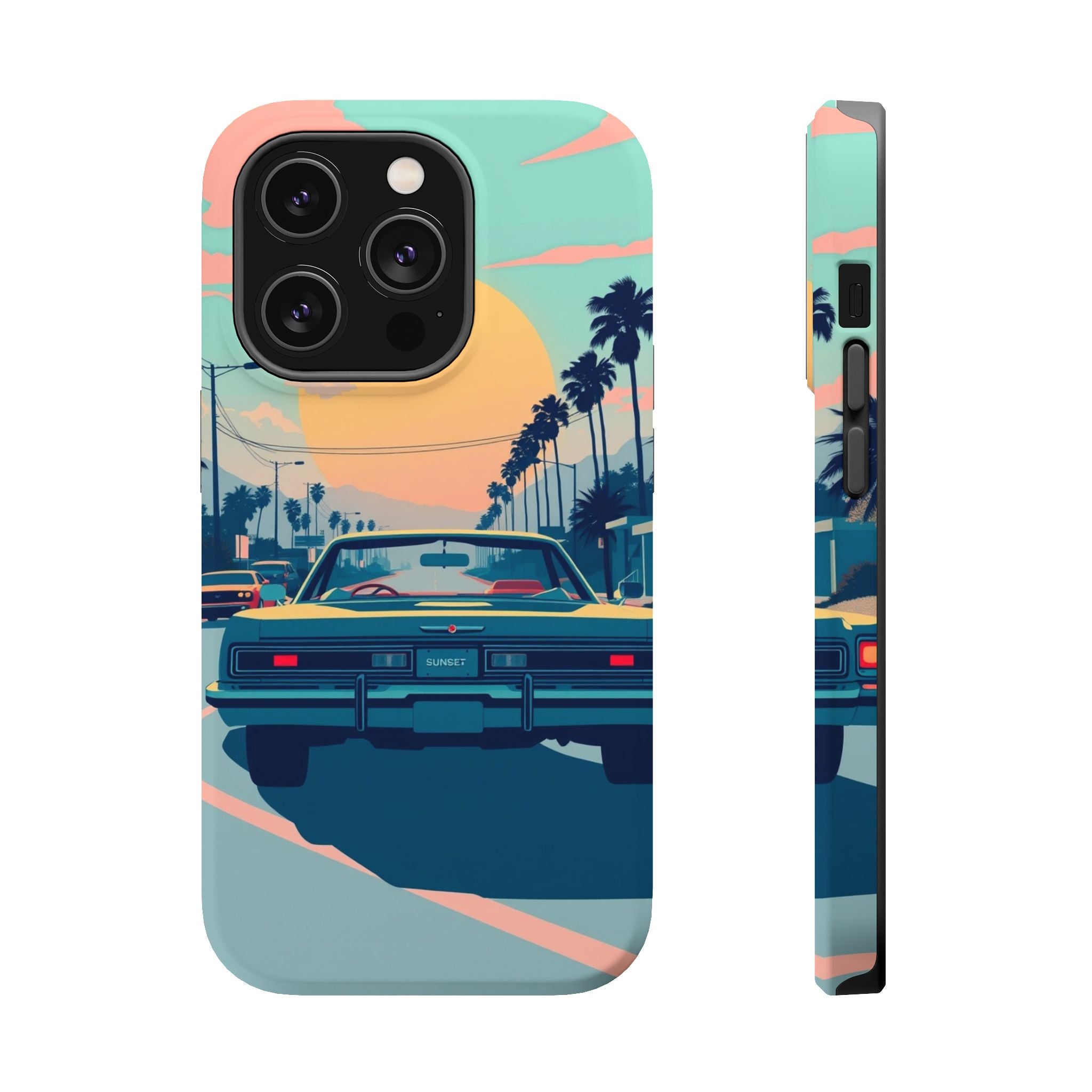 iPhone Sunset Drive 80s Pop Art Bold Slim Everyday Designer Case · iPhone Case