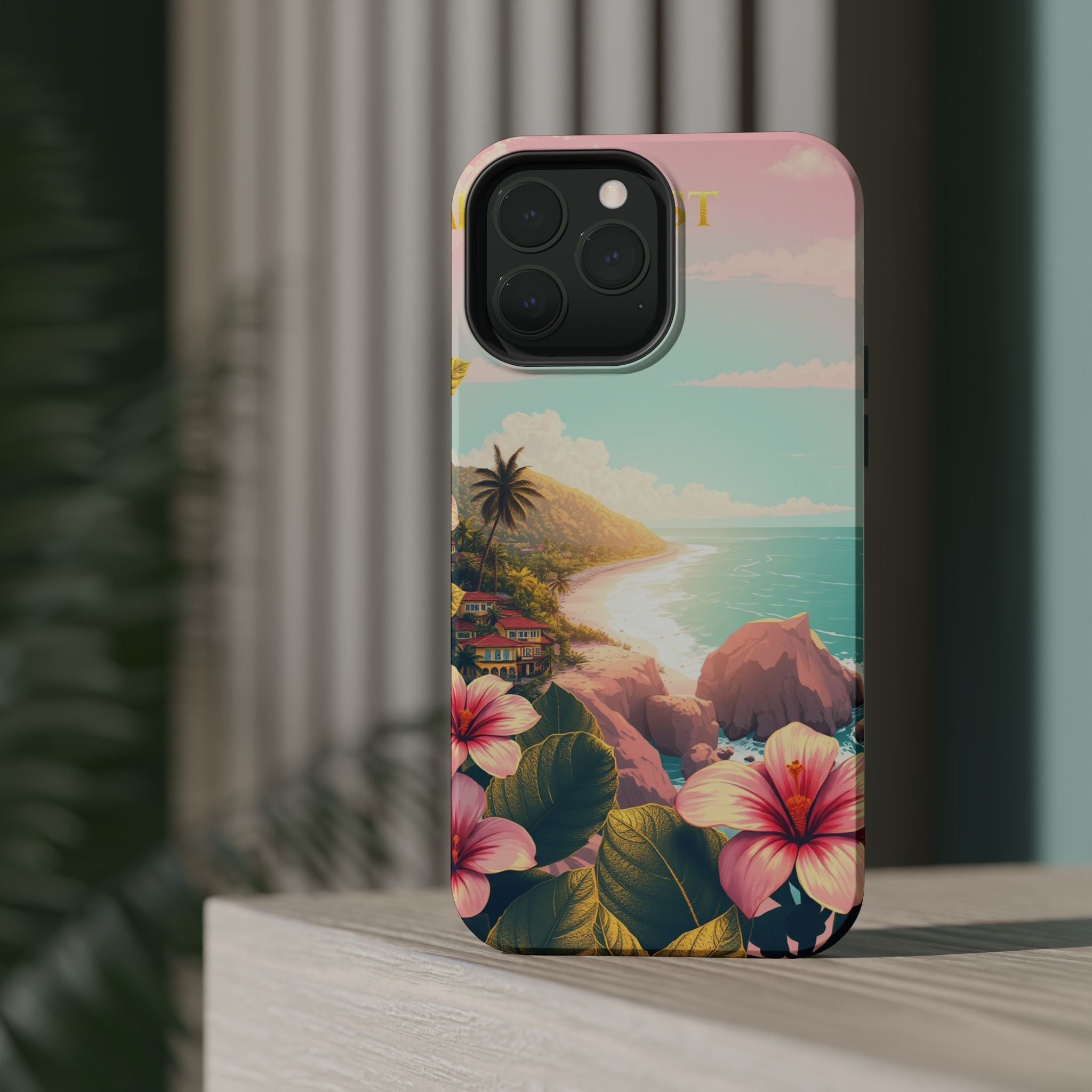 iPhone Mint And Blush Hibiscus Coast Slim Everyday iPhone 14 Designer · iPhone C