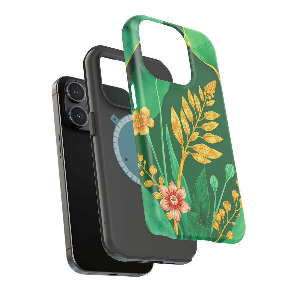 iPhone Emerald Green And Gold Botanical Illustration Ga Slim Snap Case · iPhone